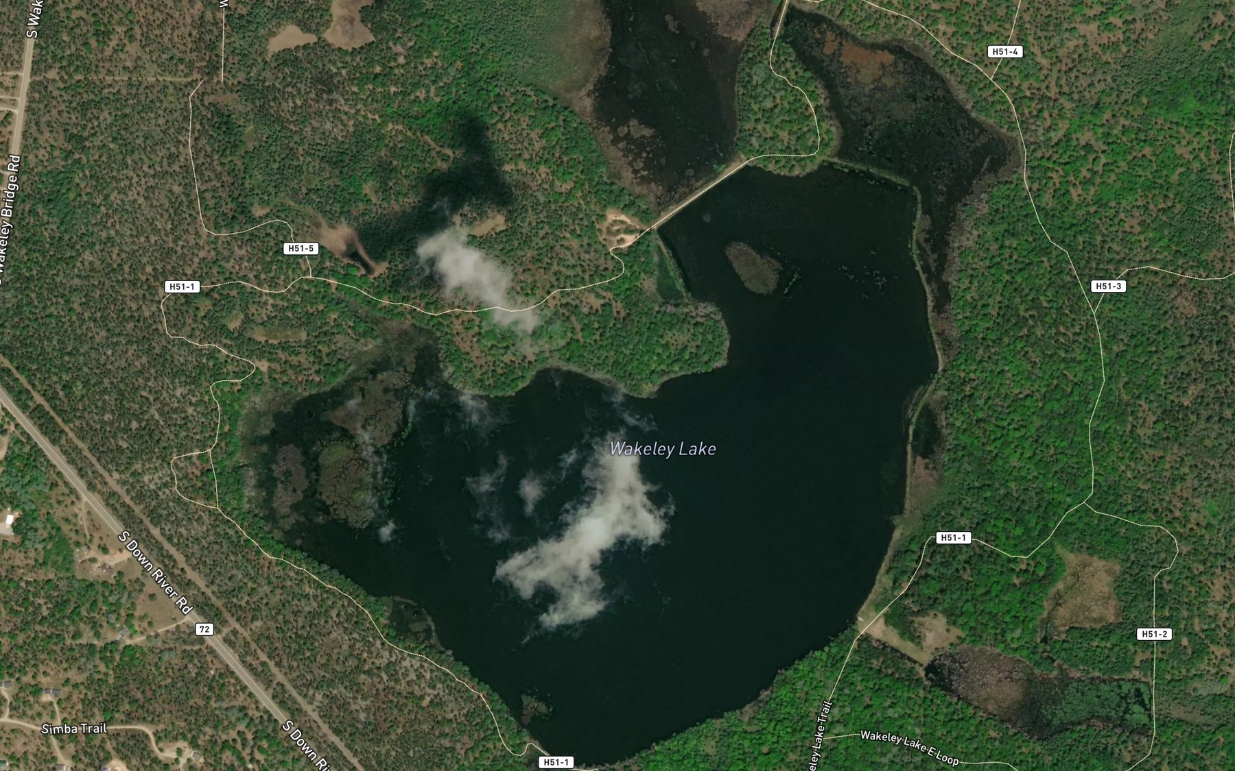 Satellite map of the Wakeley Lake