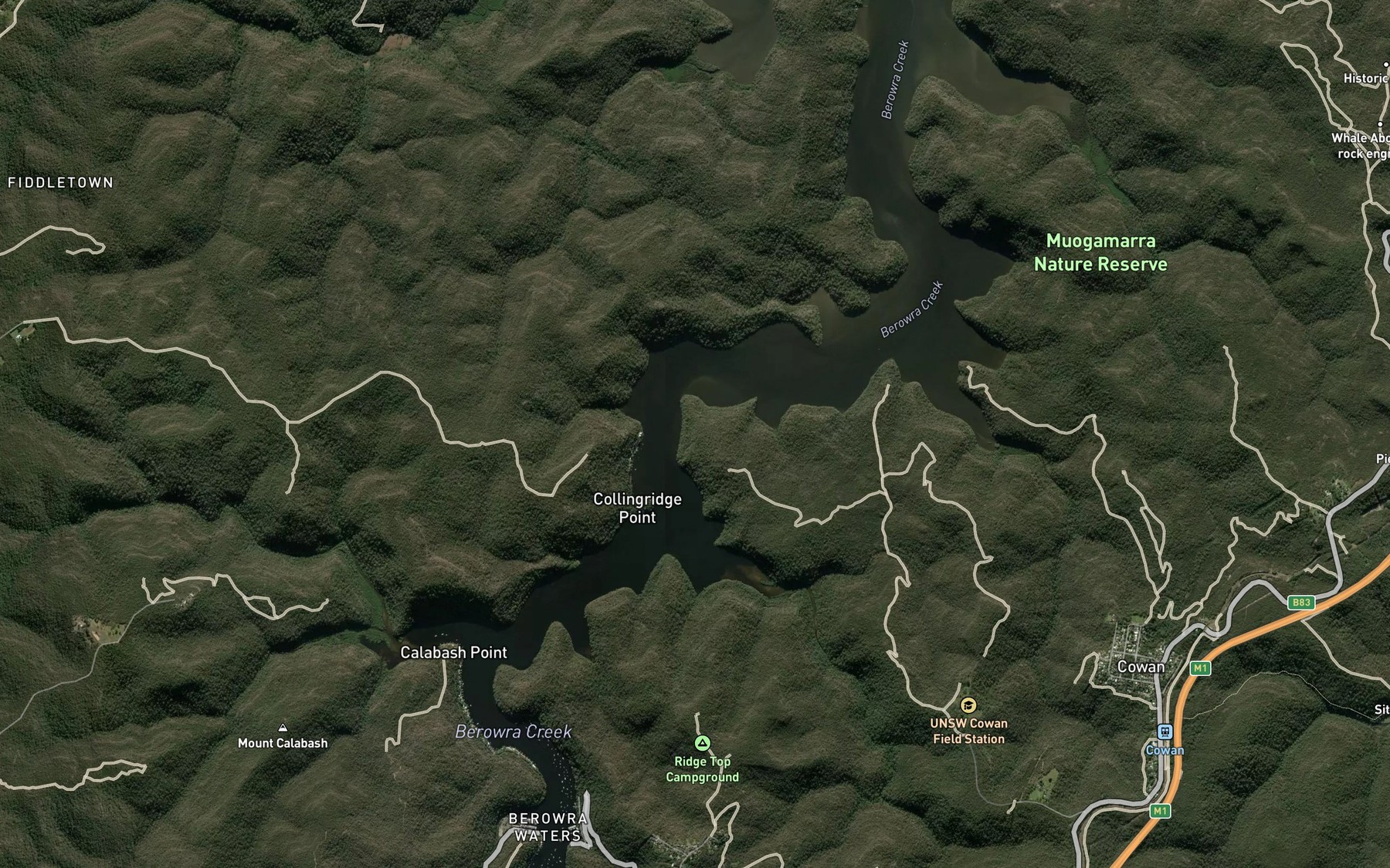 Satellite map of the Neverfail Bay