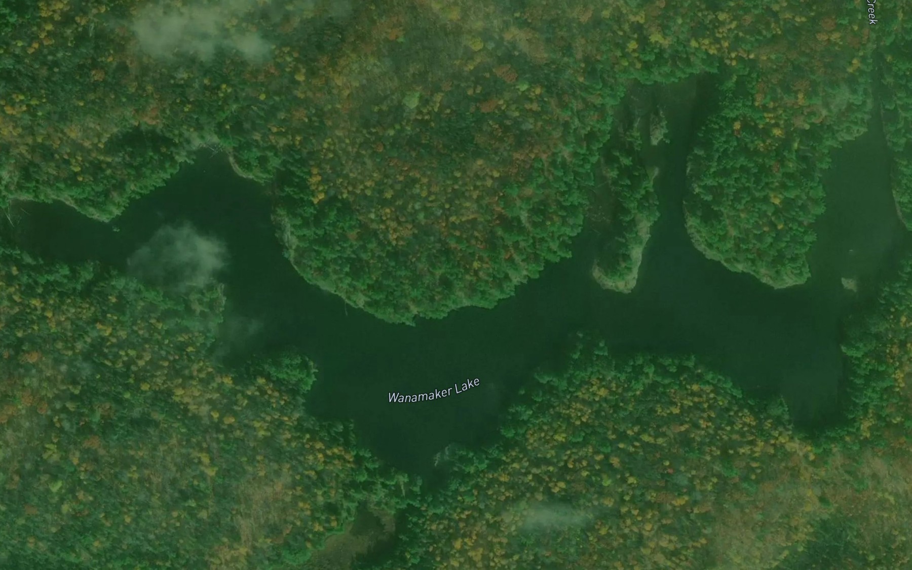 Satellite map of the Wanamaker Lake
