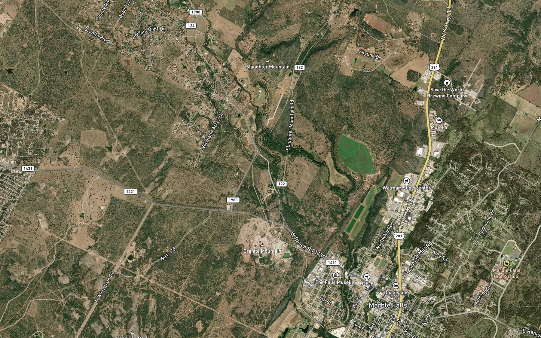 Satellite map of the Dry Creek
