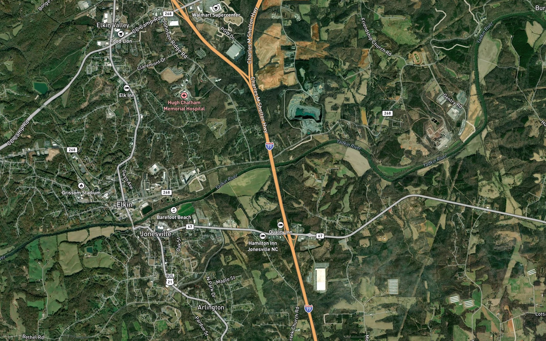 Satellite map of the Fall Creek