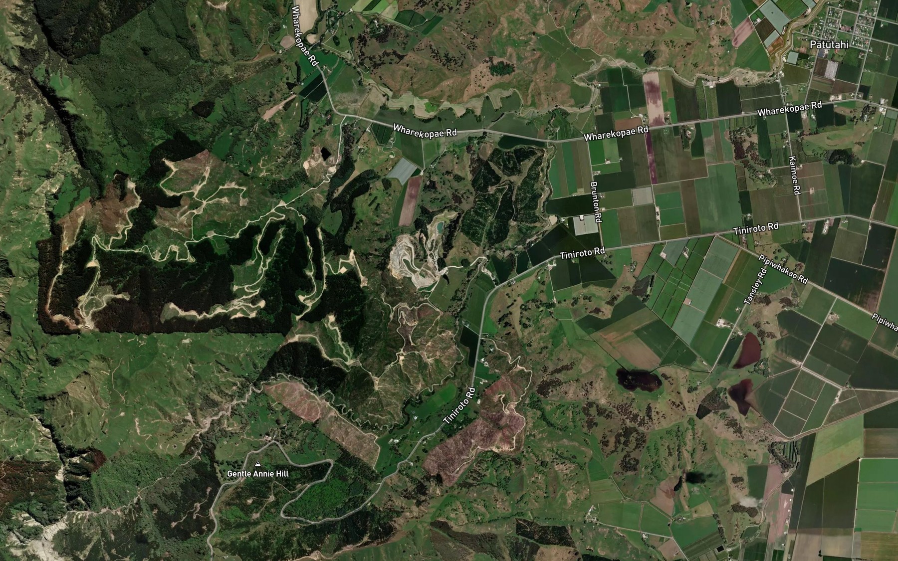 Satellite map of the Te Aroha Stream
