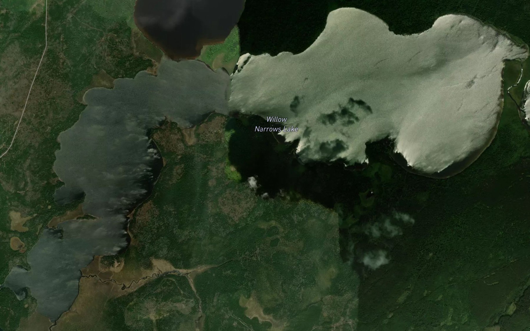 Satellite map of the Willow Narrows Lake