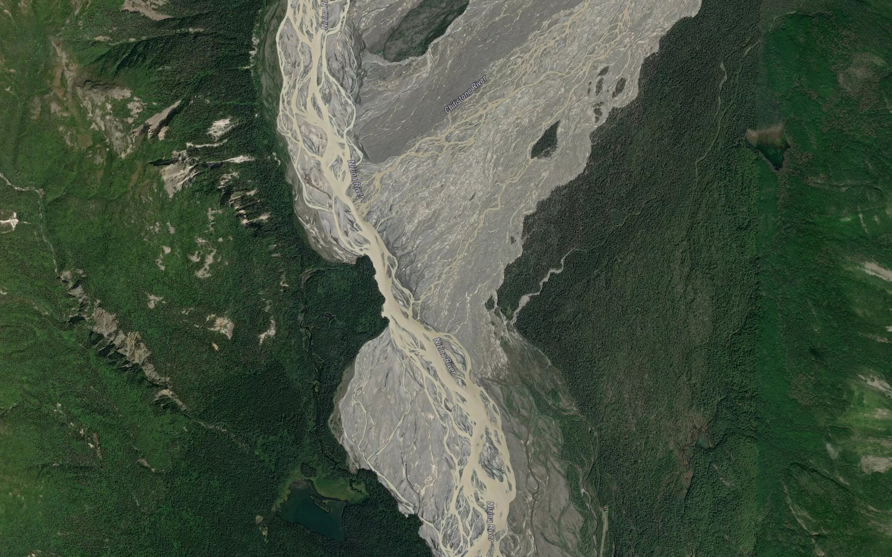 Satellite map of the Chitistone River