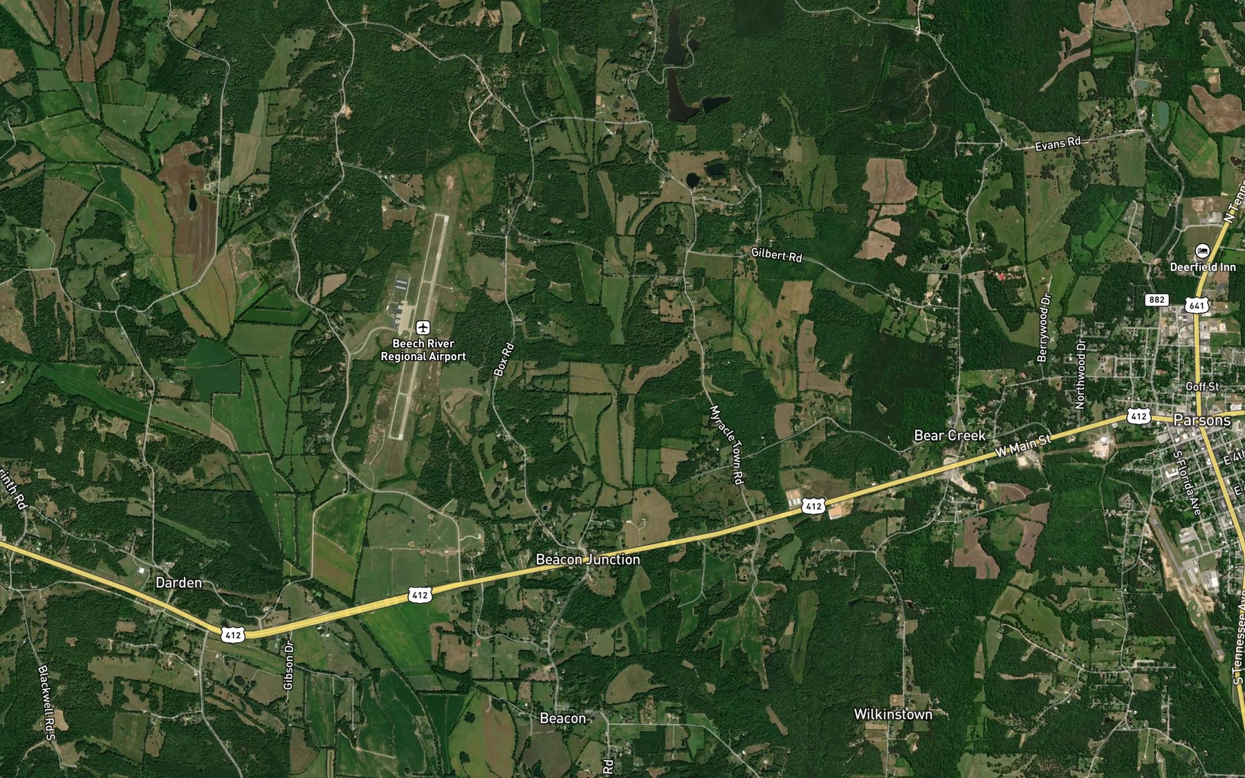 Satellite map of the Roberts Branch