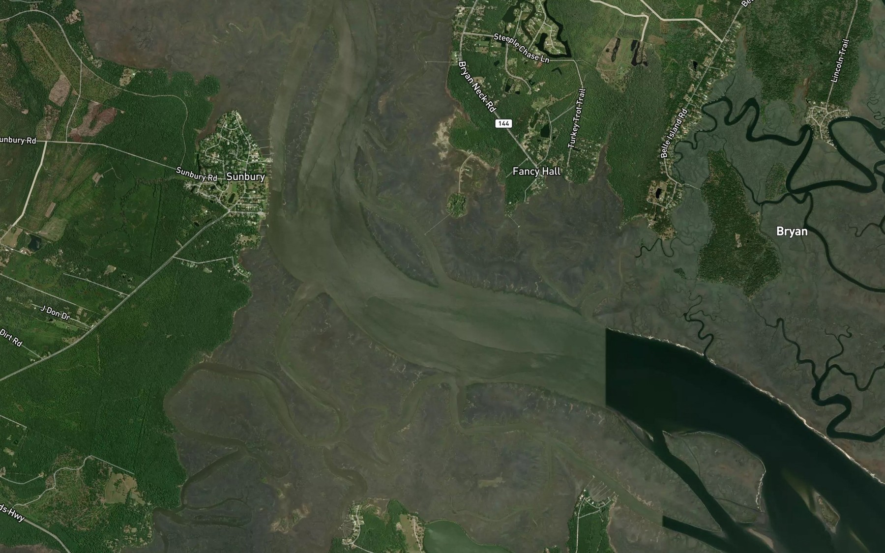 Satellite map of the Demeries Creek