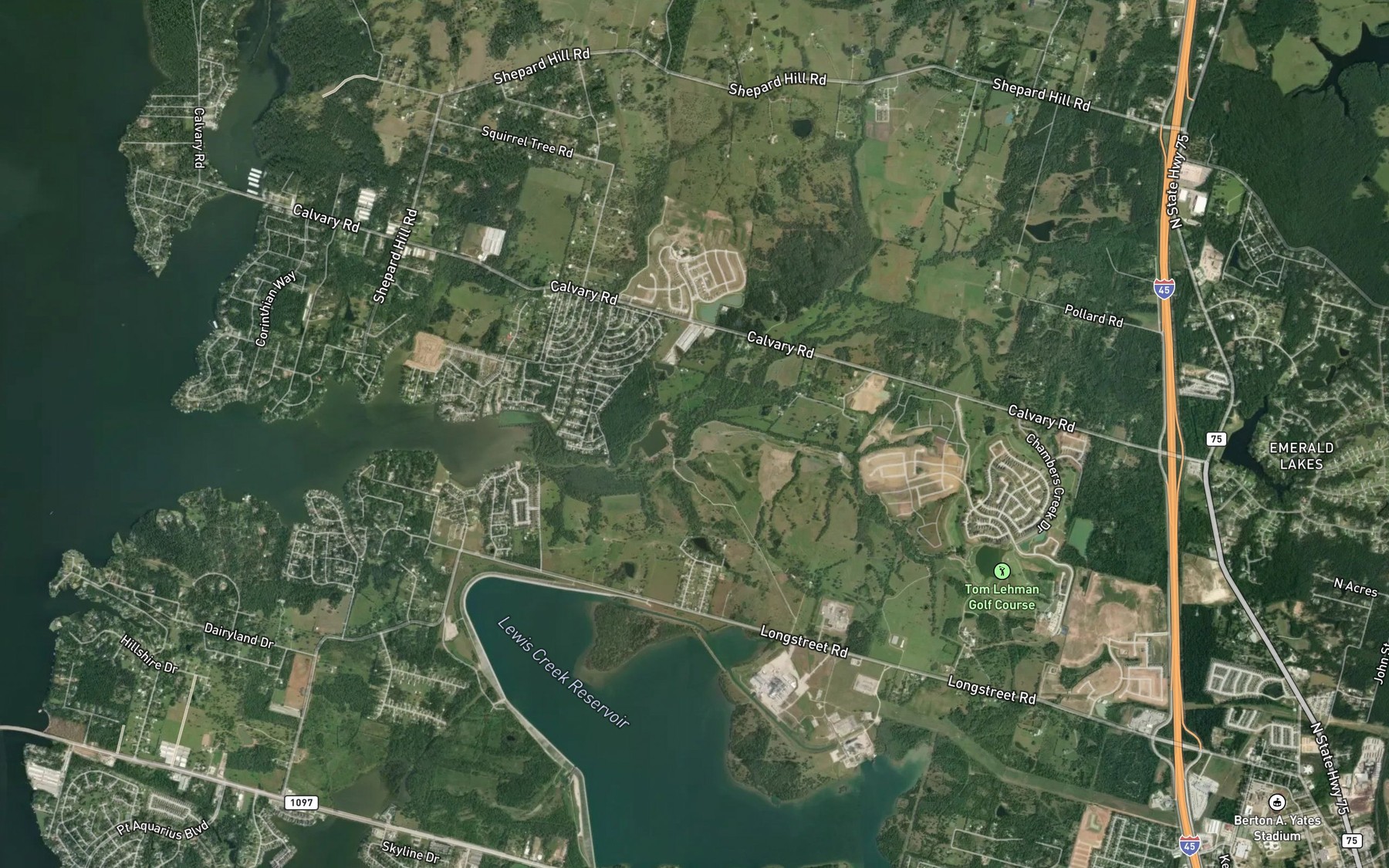 Satellite map of the Chambers Creek