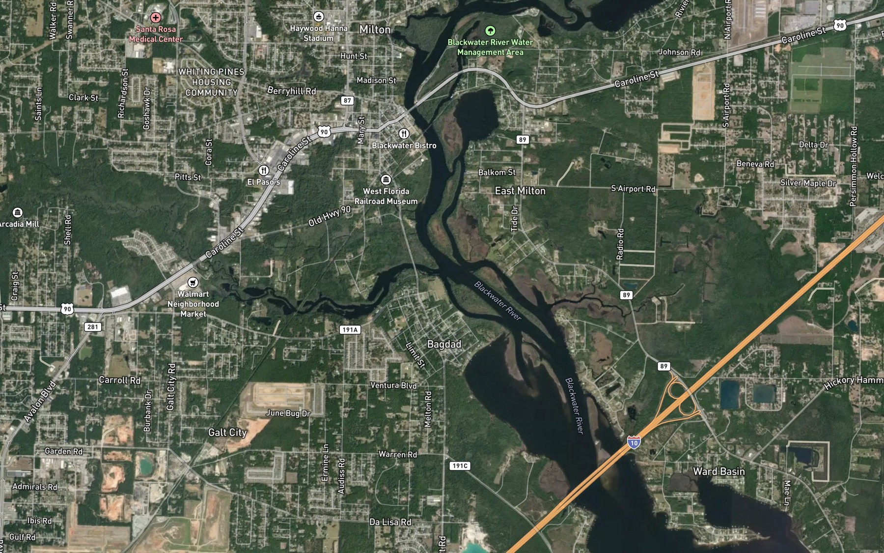 Satellite map of the Pond Creek