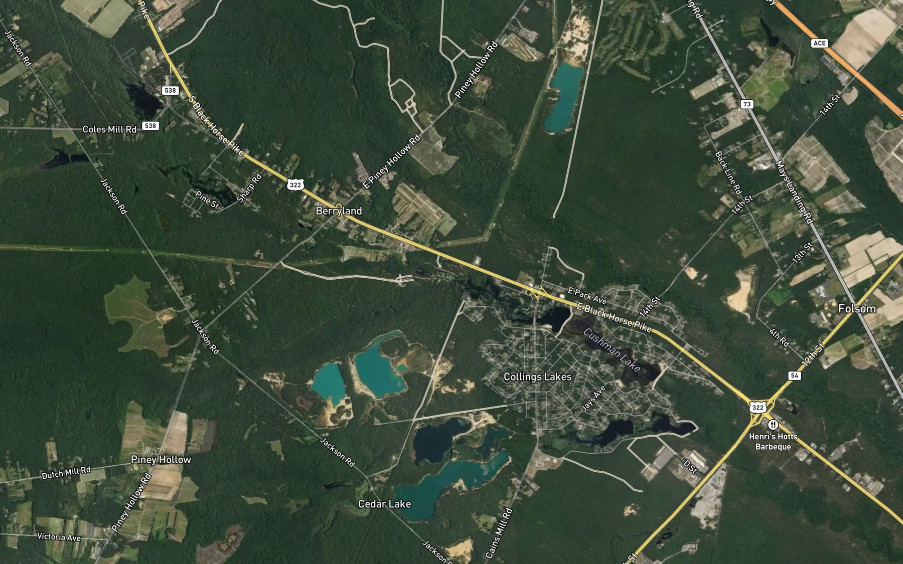 Satellite map of the White Oak Branch
