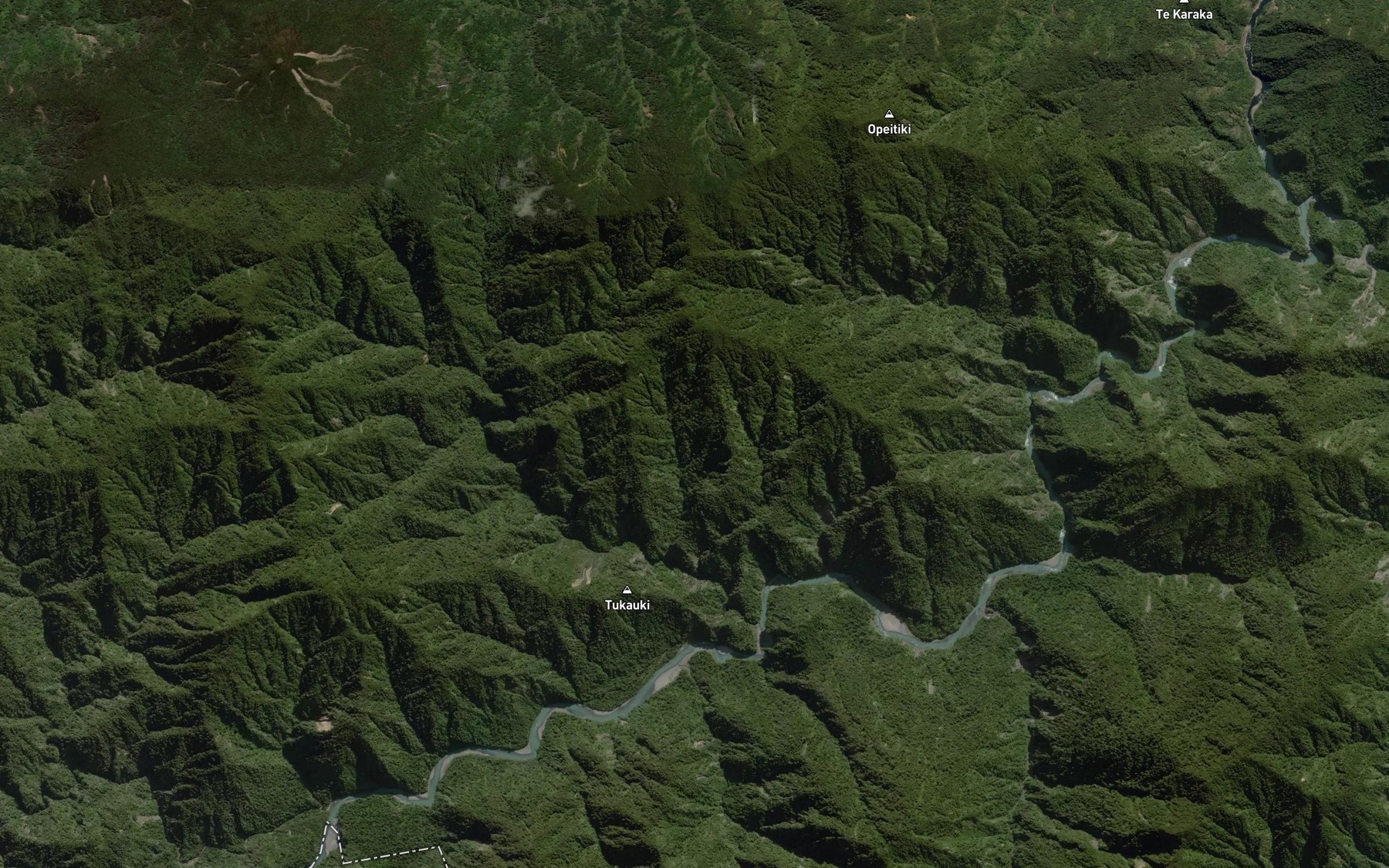 Satellite map of the Waireae Stream