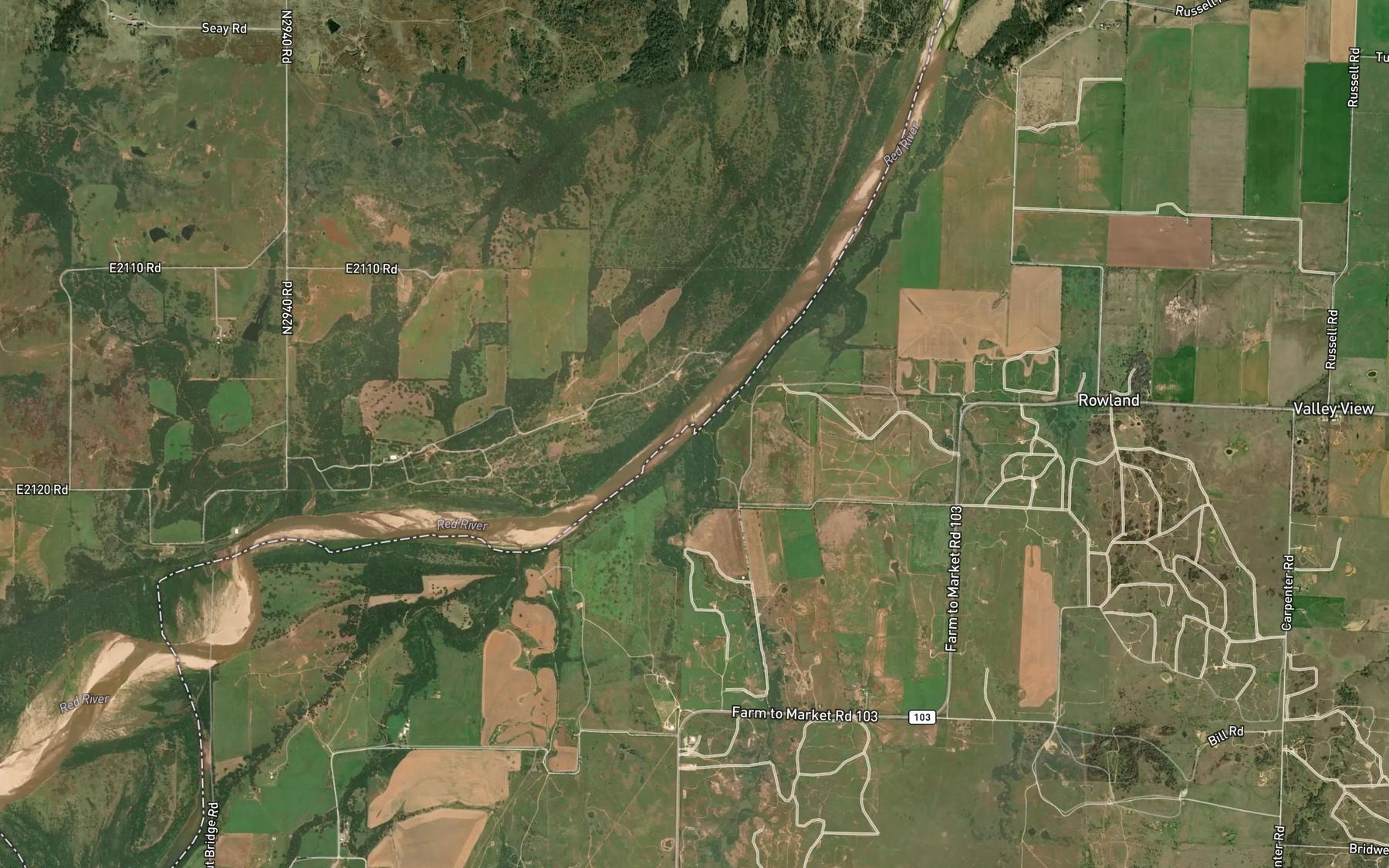 Satellite map of the Maddox Creek