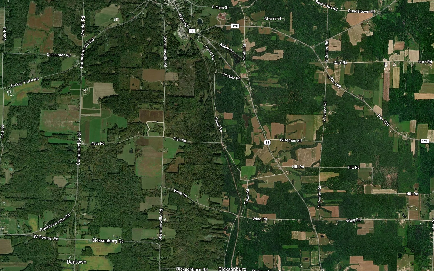 Satellite map of the Fish Creek
