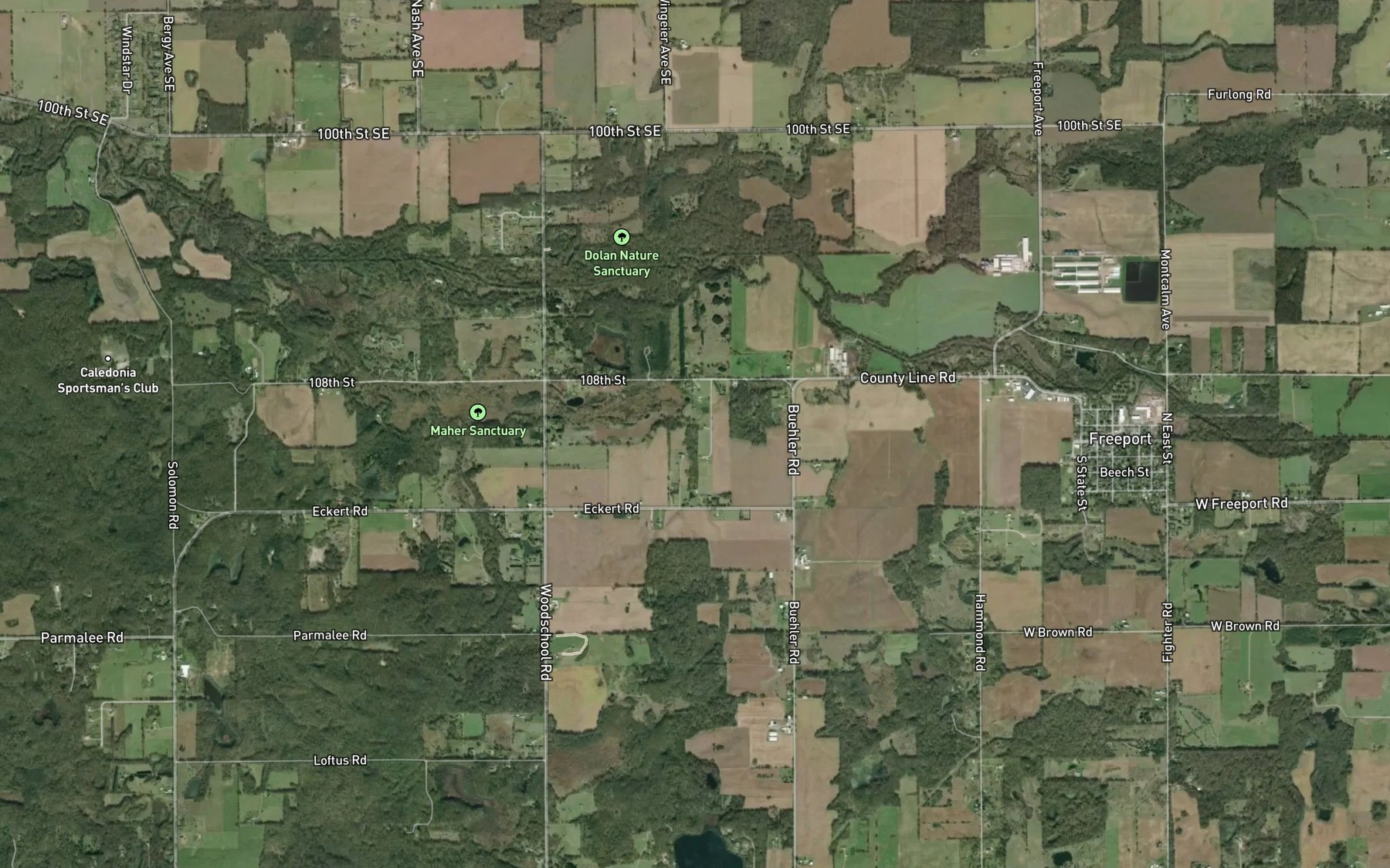 Satellite map of the Smelker Drain