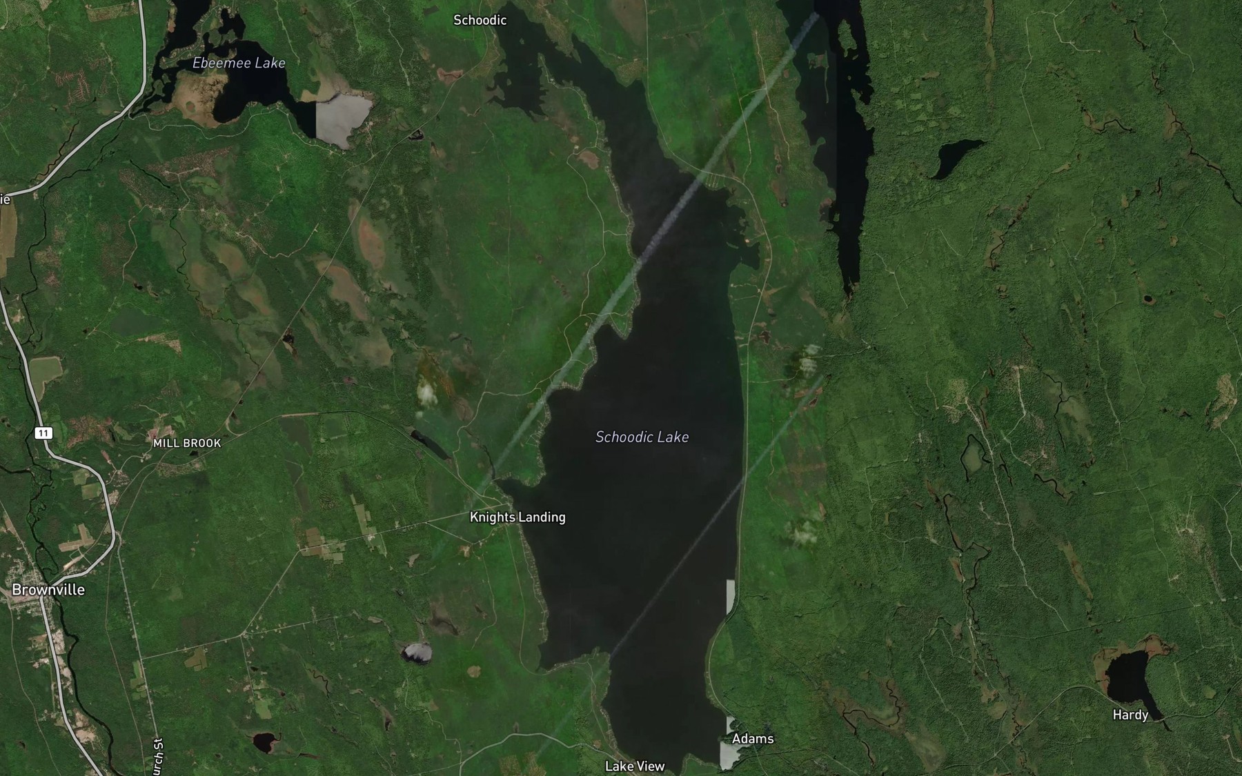 Satellite map of the Schoodic Lake