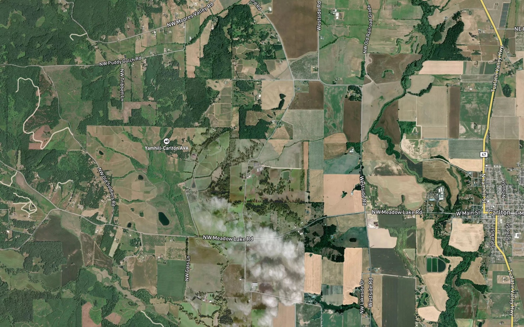 Satellite map of the Oberg Reservoir