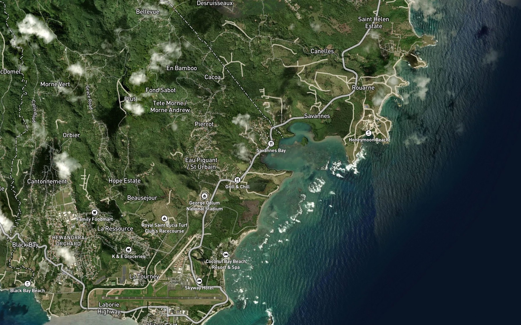 Satellite map of the Ravine Palmiste