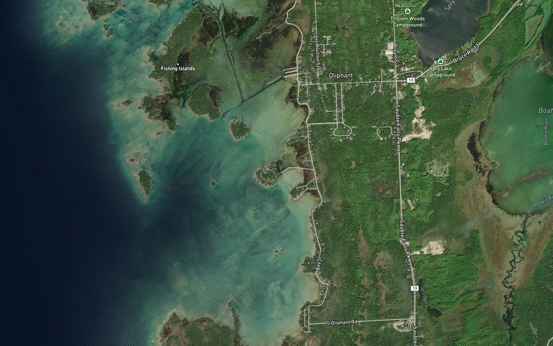 Satellite map of the Smokehouse Channel