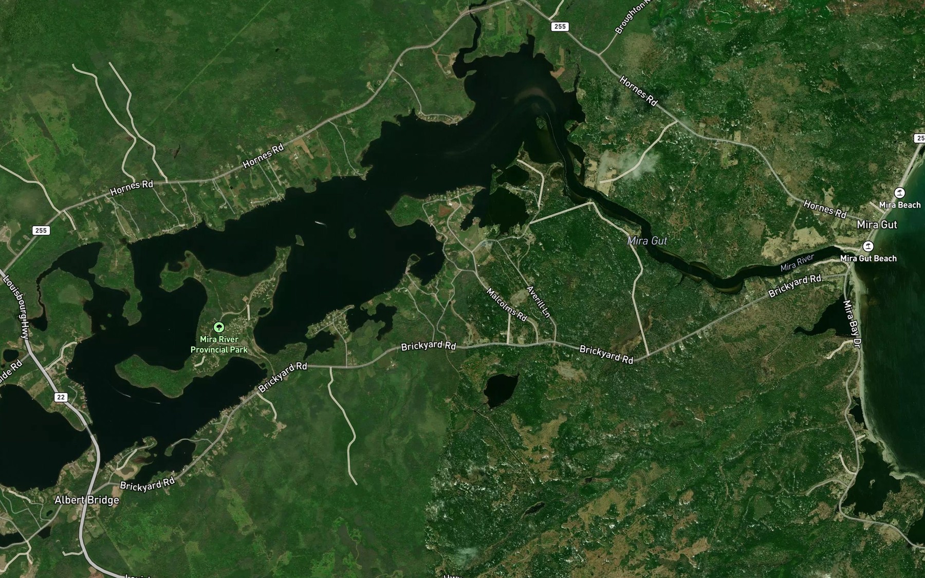 Satellite map of the Fergusons Cove