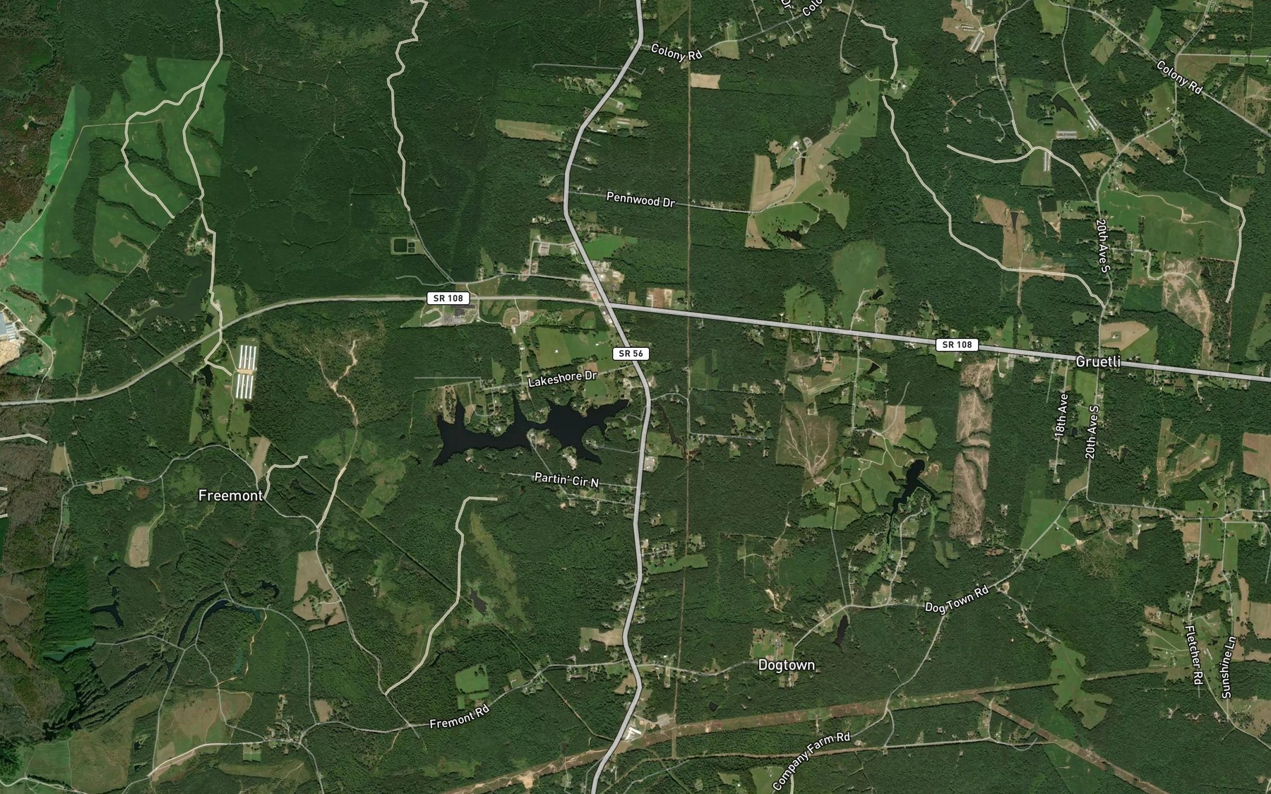 Satellite map of the Big Creek Utility Lake