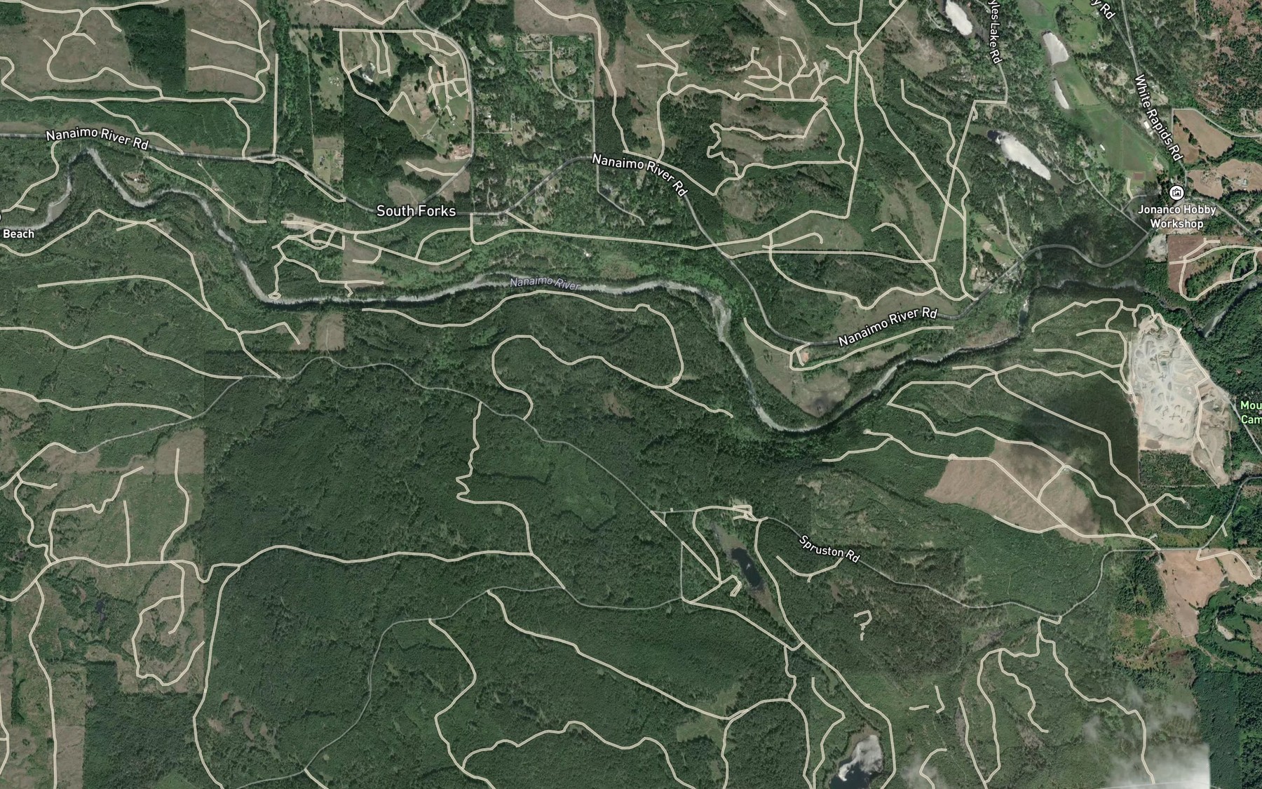 Satellite map of the Berkley Creek