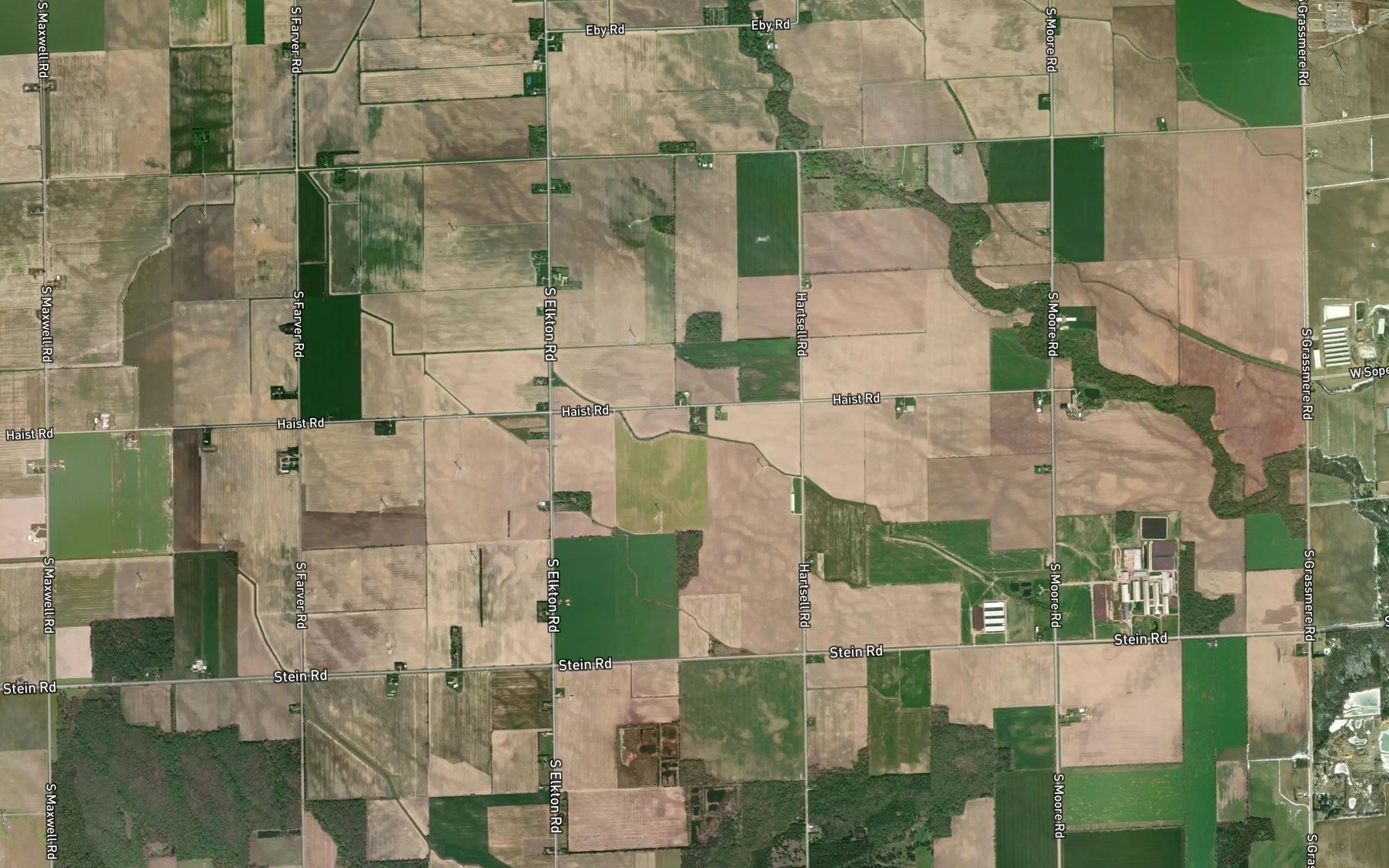 Satellite map of the Elkton Fair Drain