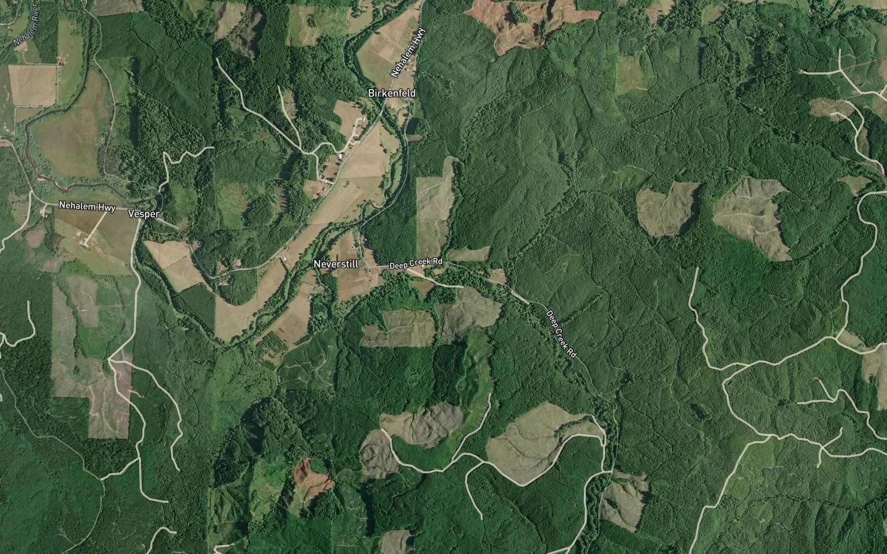 Satellite map of the Cougar Creek