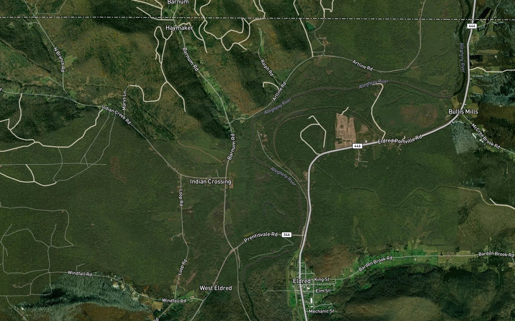 Satellite map of the Indian Creek