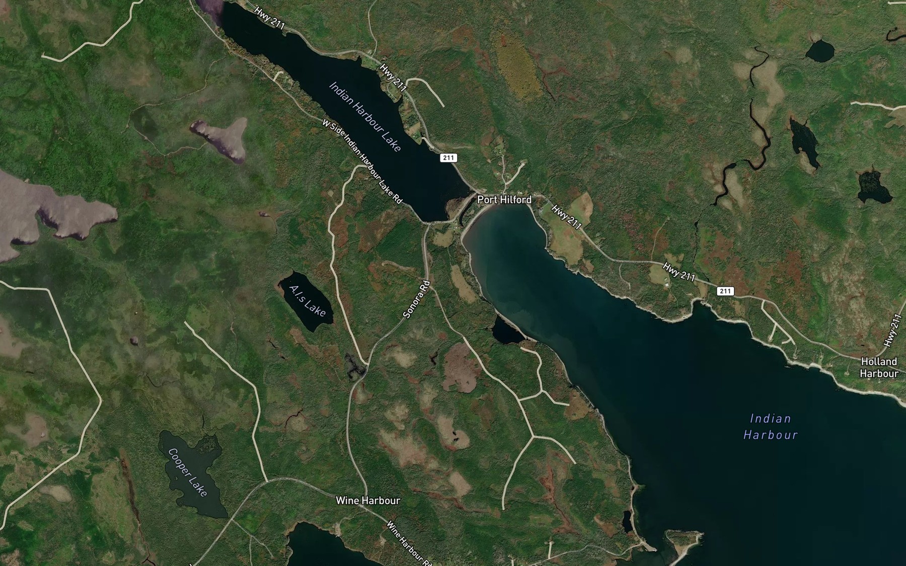 Satellite map of the Hardings Pond