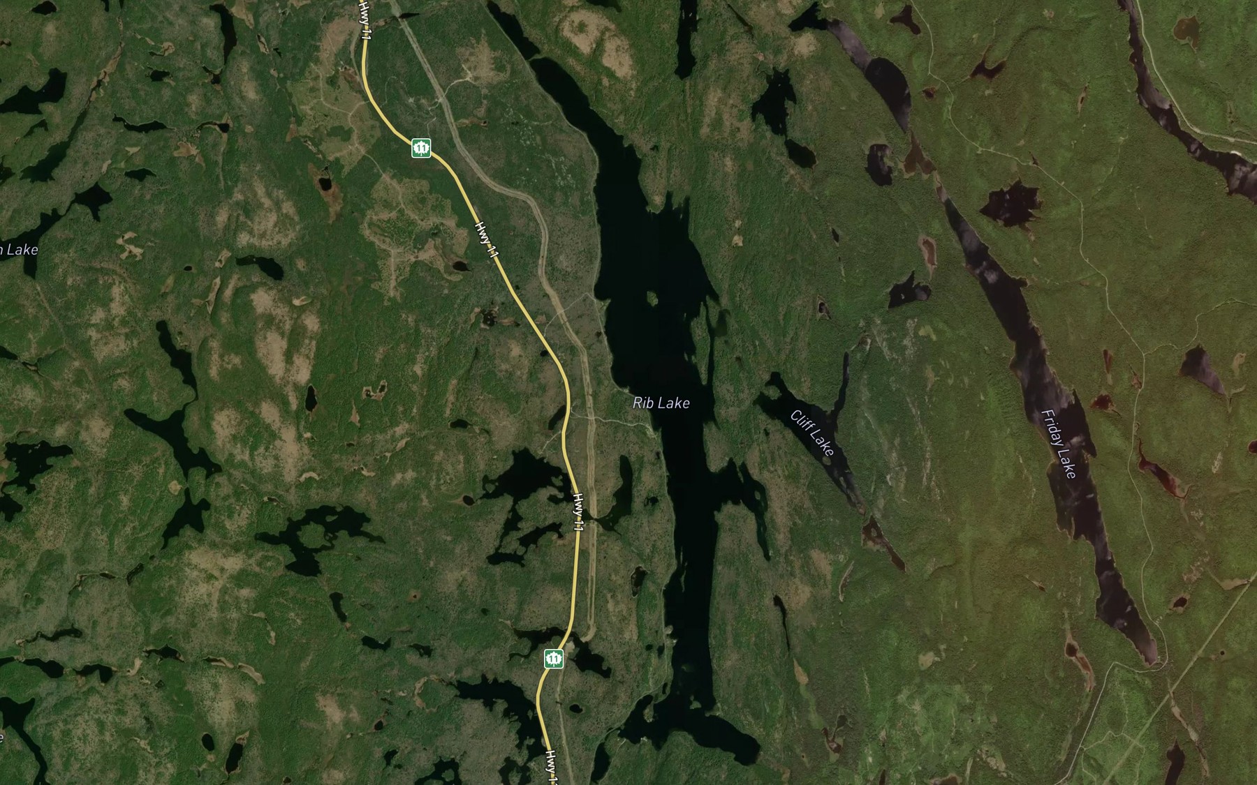 Satellite map of the Rib Lake