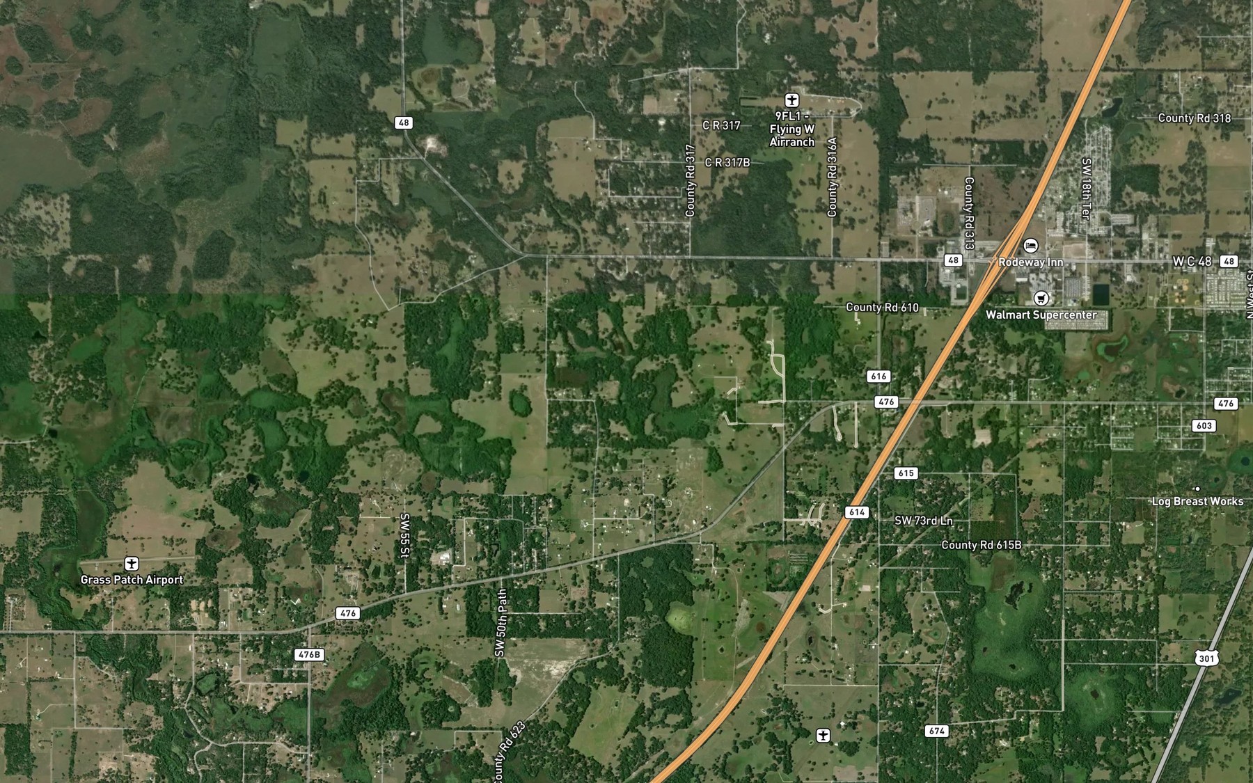 Satellite map of the Bear Creek