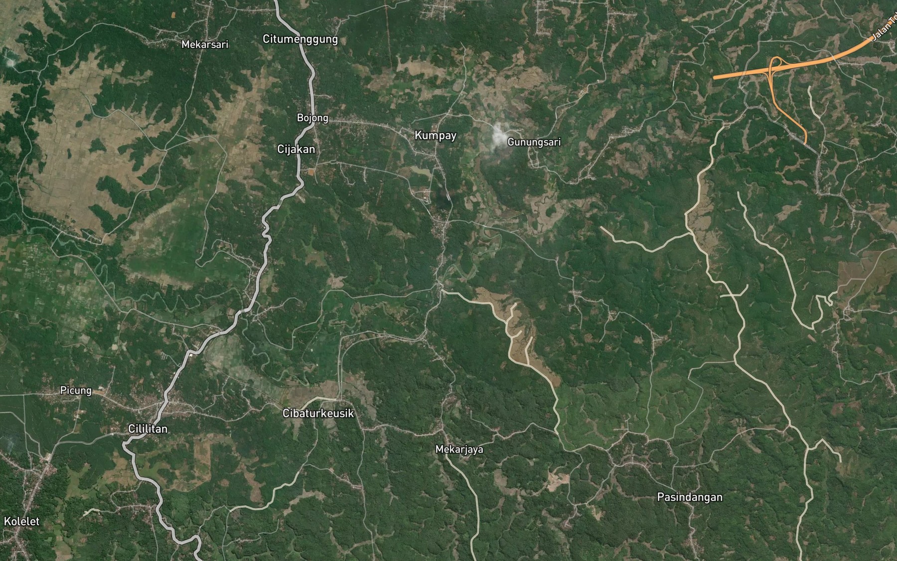 Satellite map of the Situ Bendungan