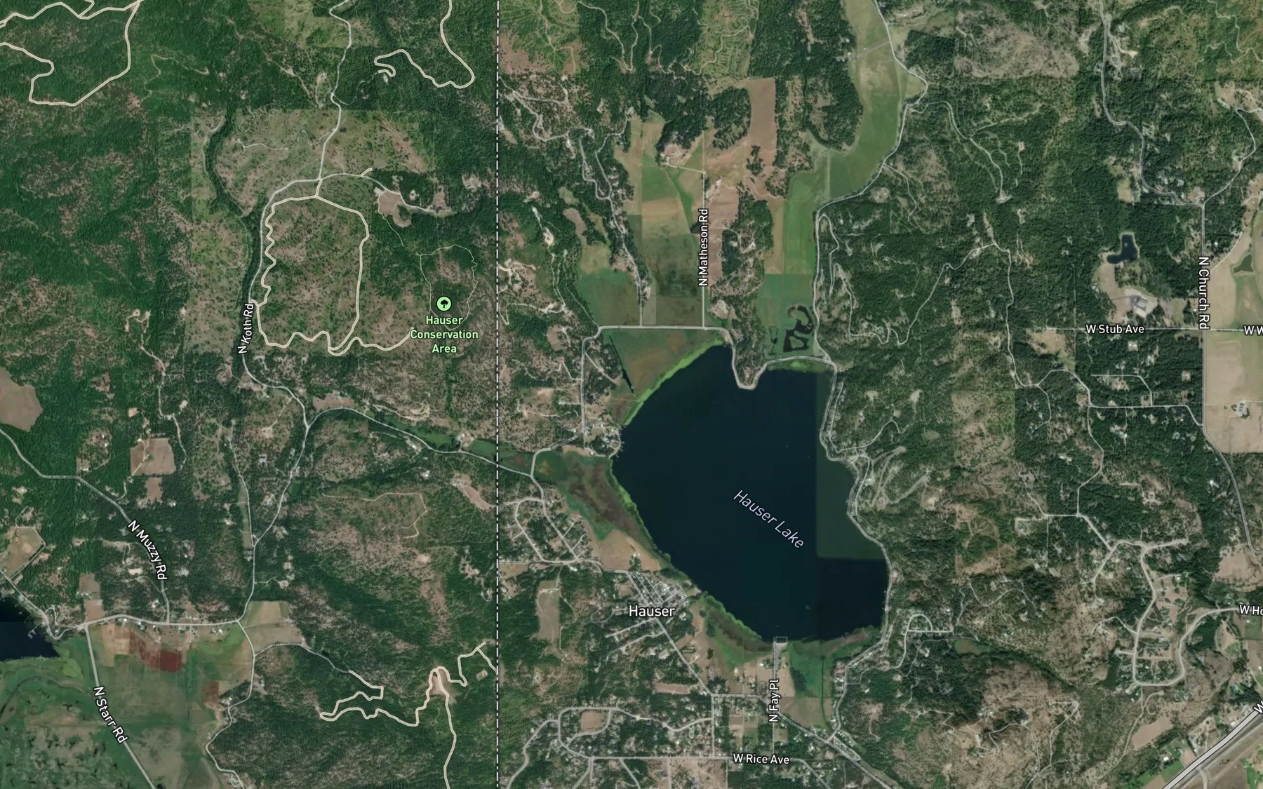 Satellite map of the Shaw Creek