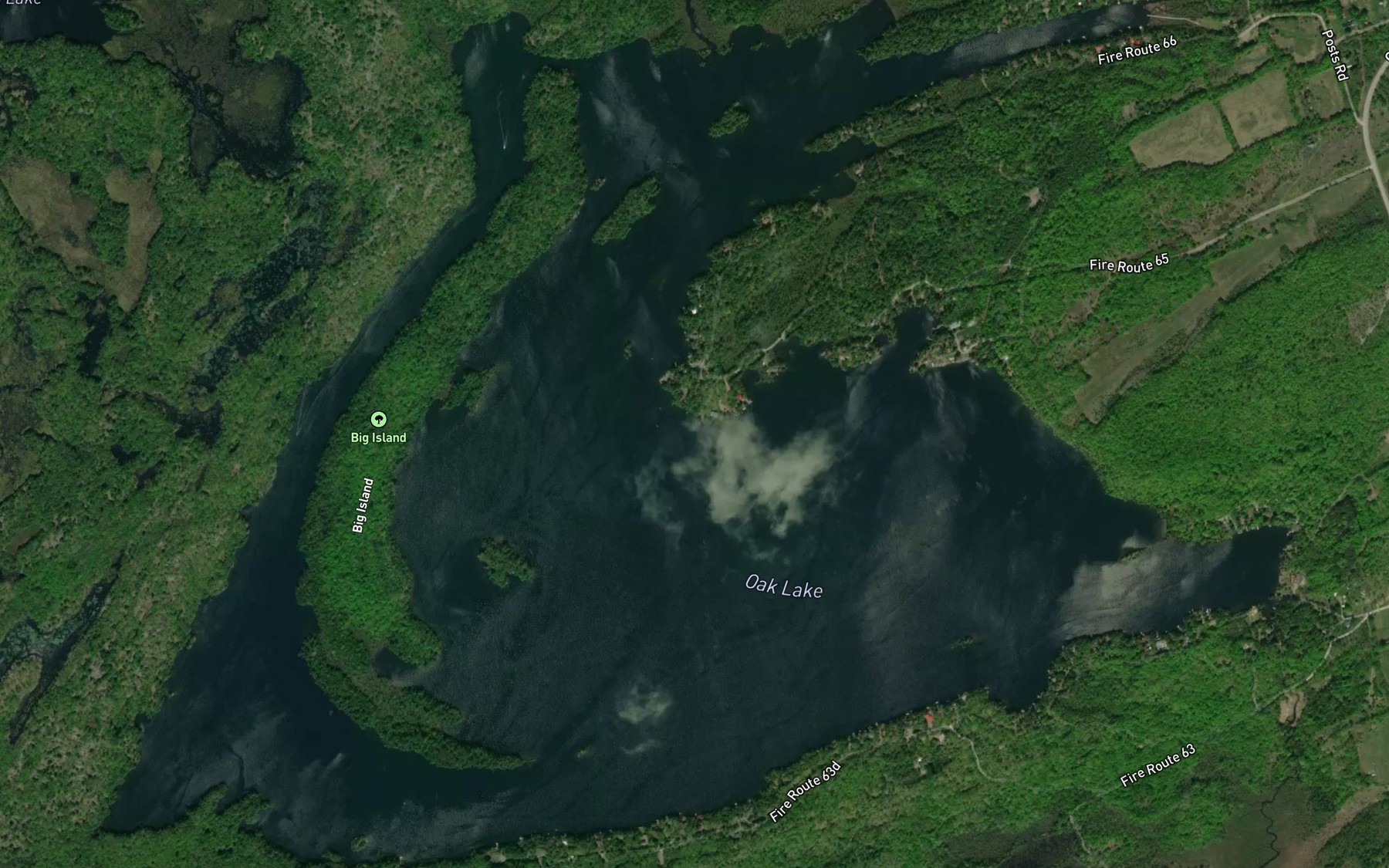 Satellite map of the Oak Lake
