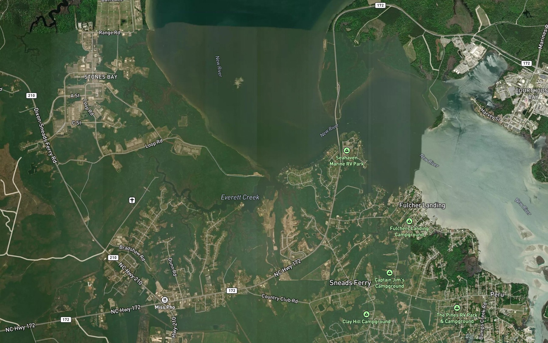 Satellite map of the Everett Creek