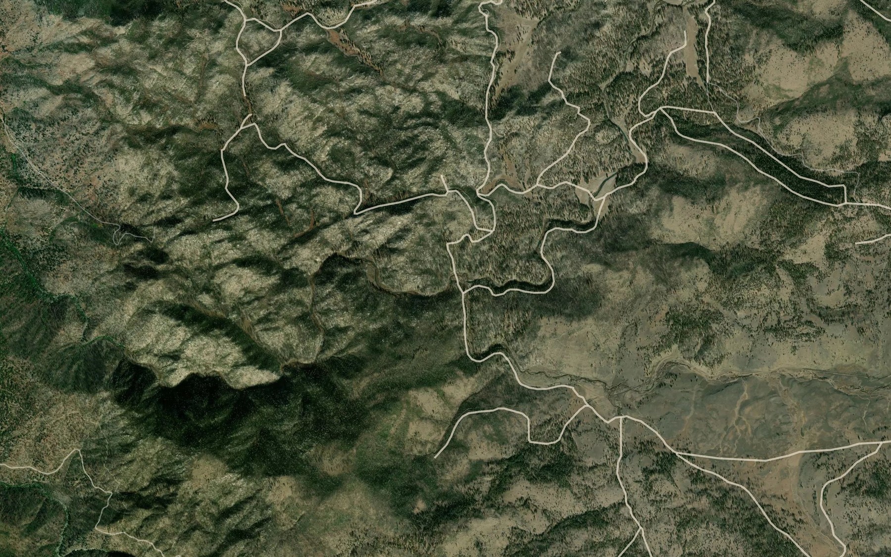 Satellite map of the Squaw Queen Creek