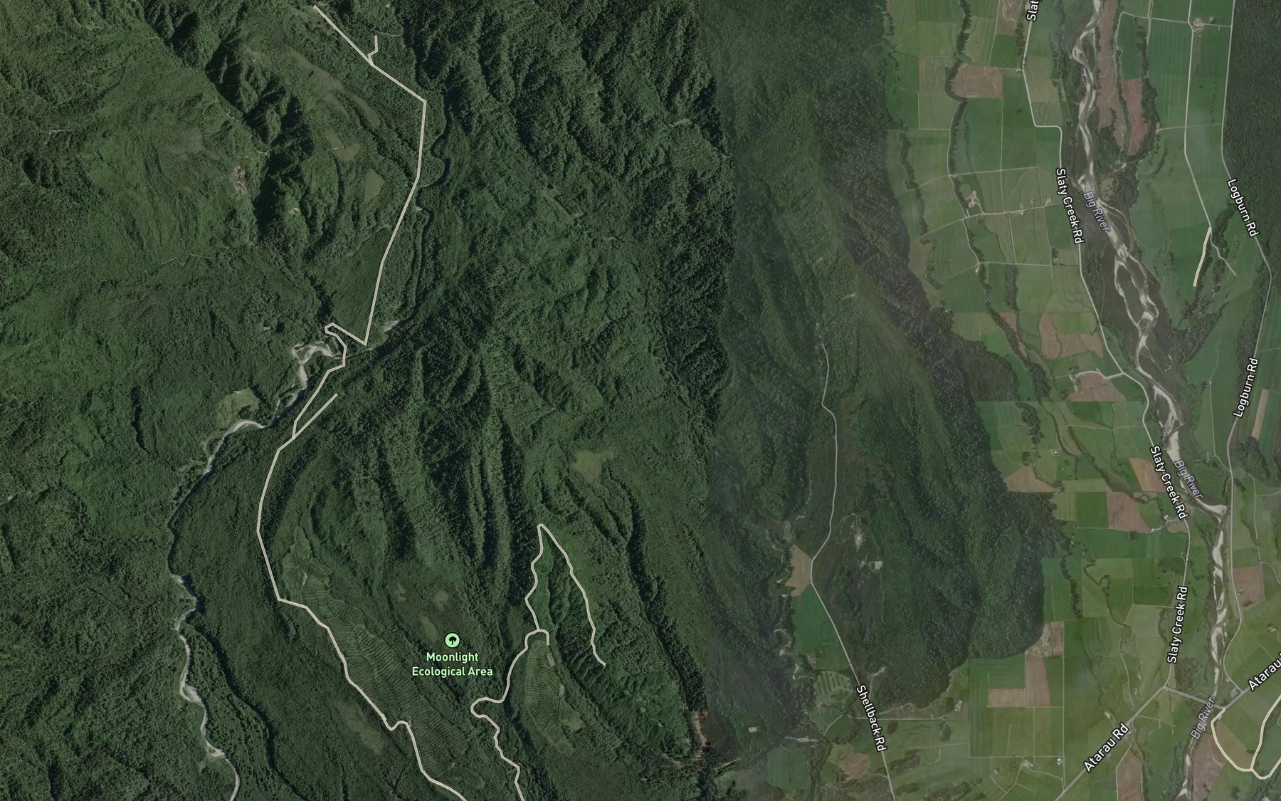 Satellite map of the Caledonian Creek