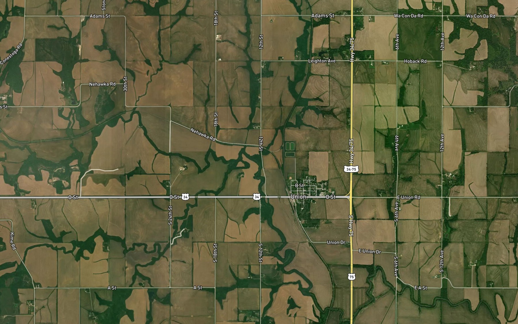 Satellite map of the Coal Creek