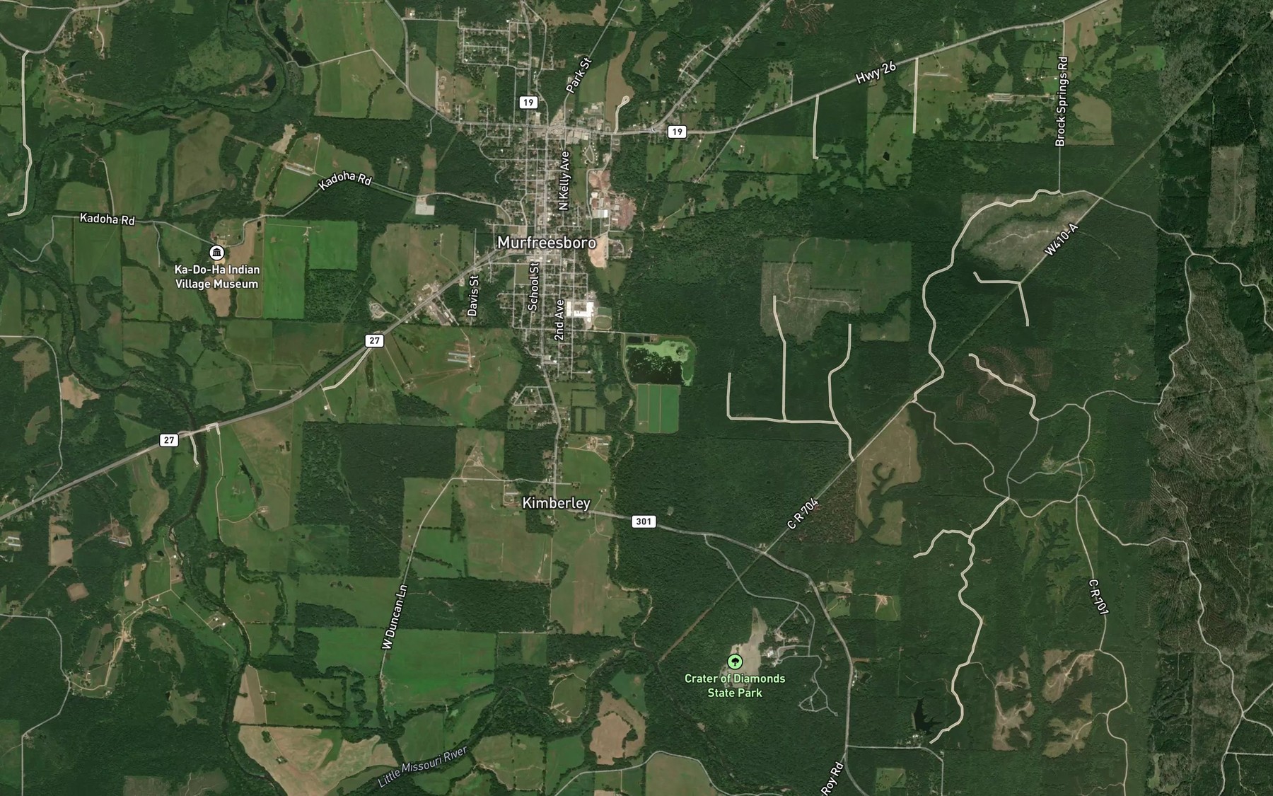 Satellite map of the Parker Creek