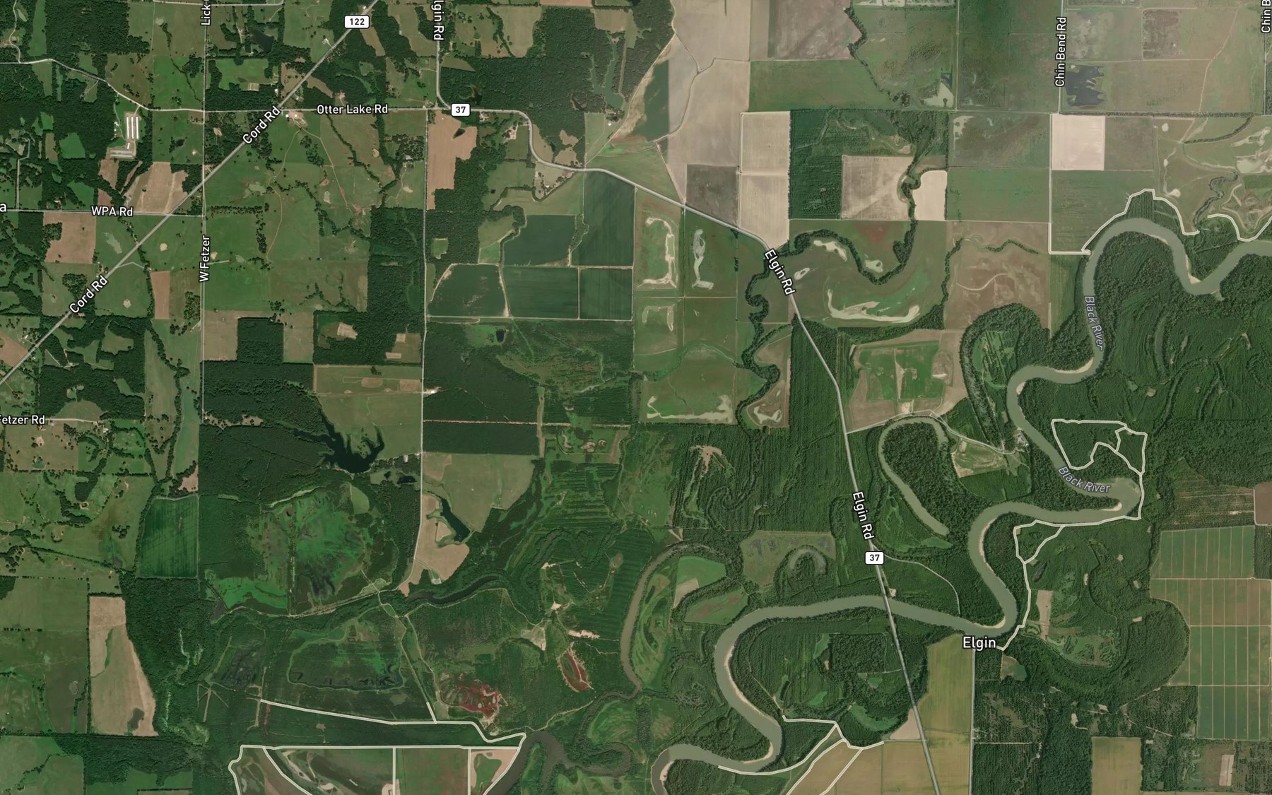 Satellite map of the Brushy Lake