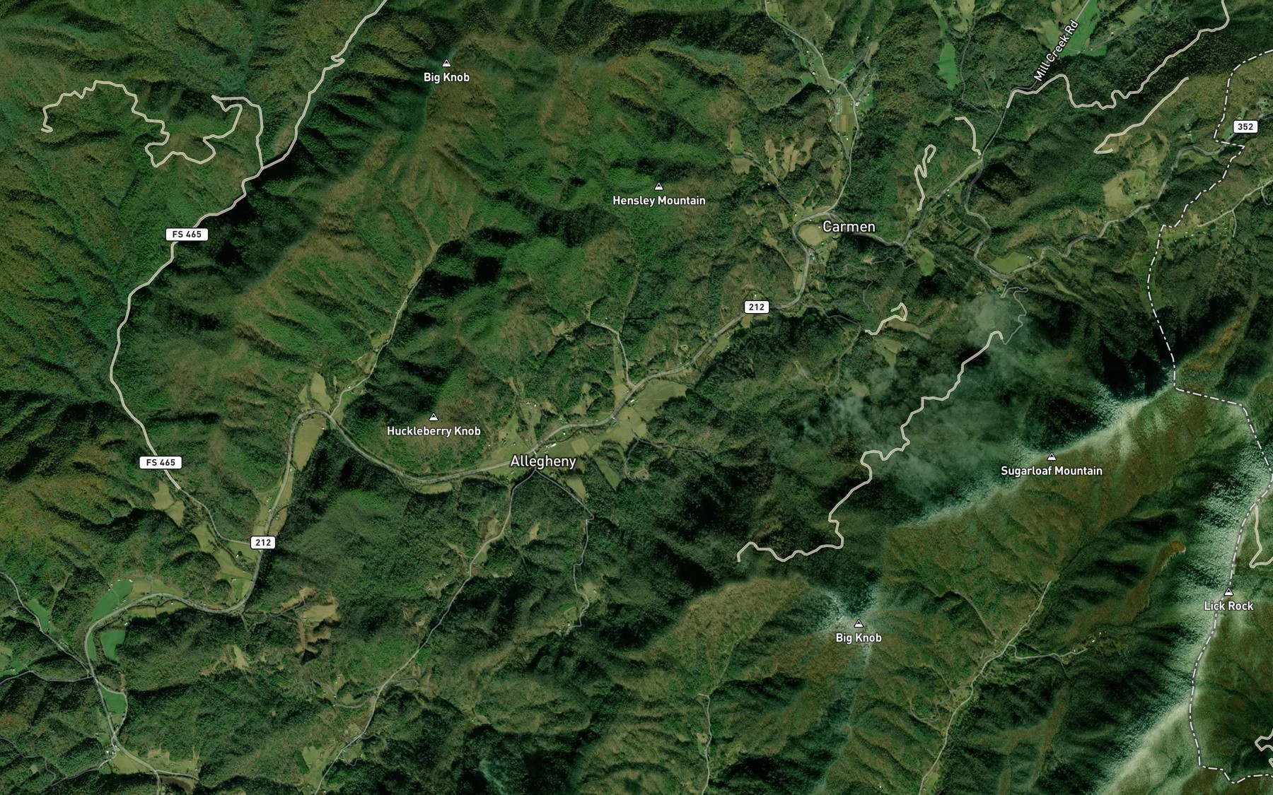 Satellite map of the Hickorylog Branch