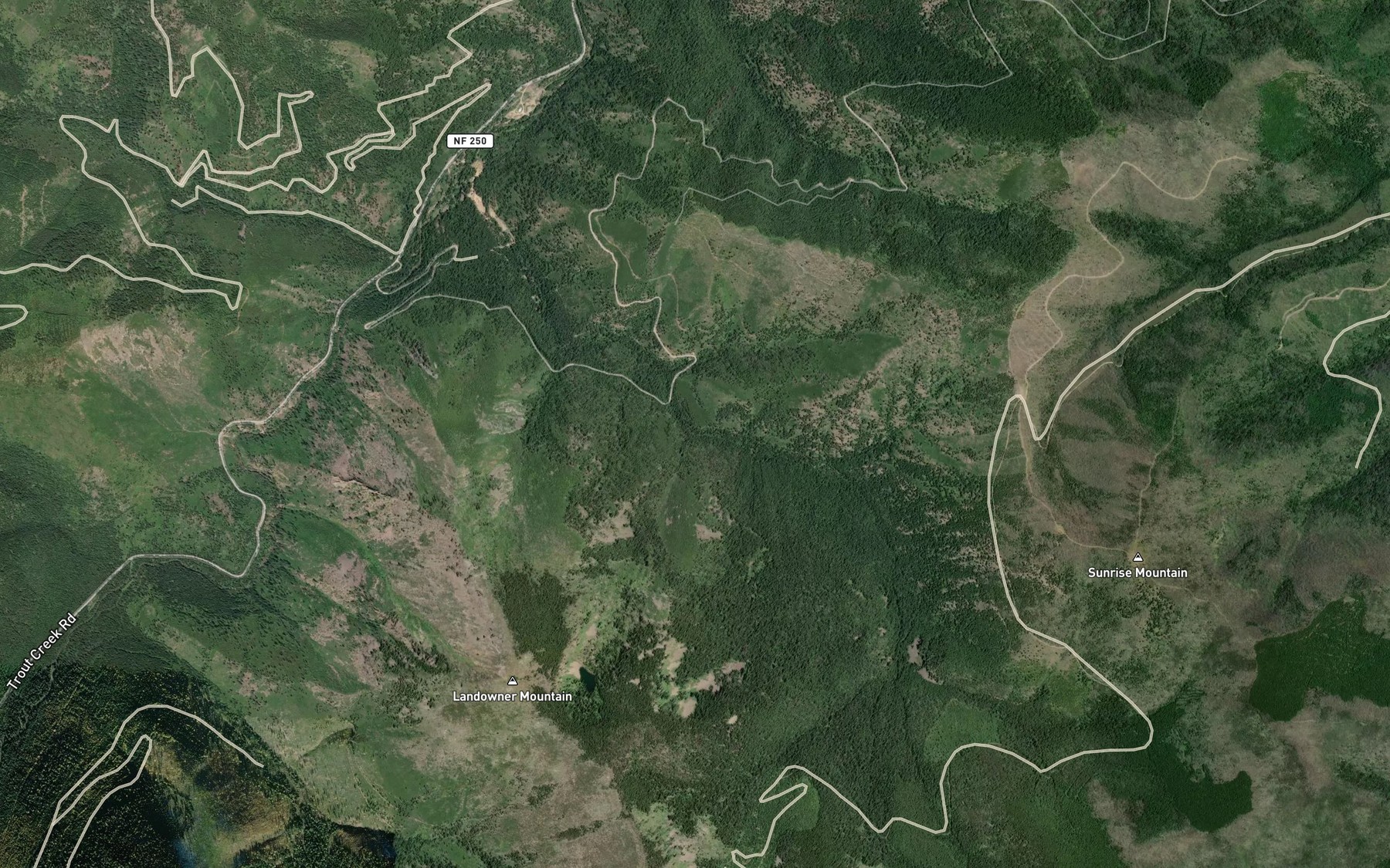 Satellite map of the Landowner Creek