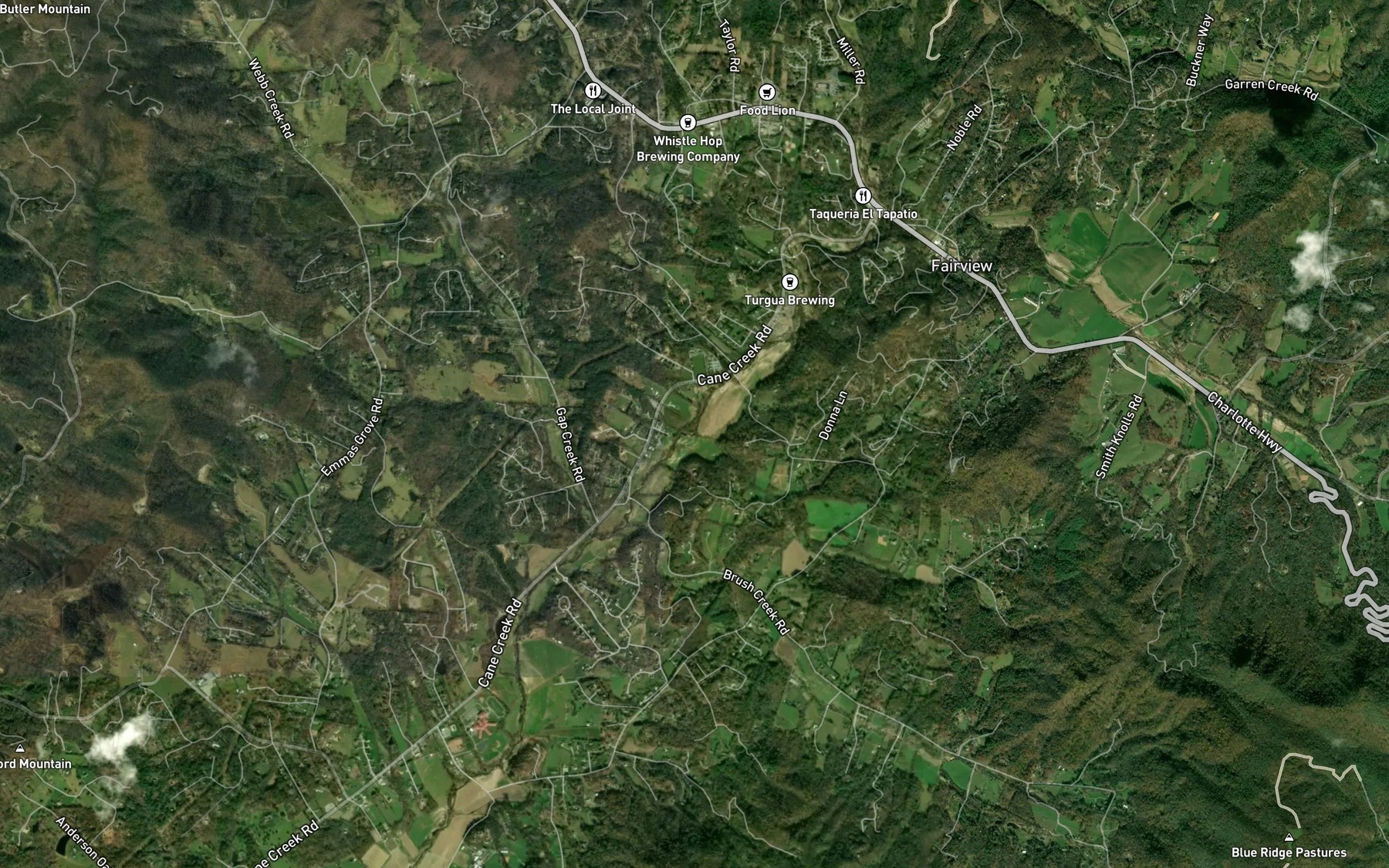 Satellite map of the Shoal Creek