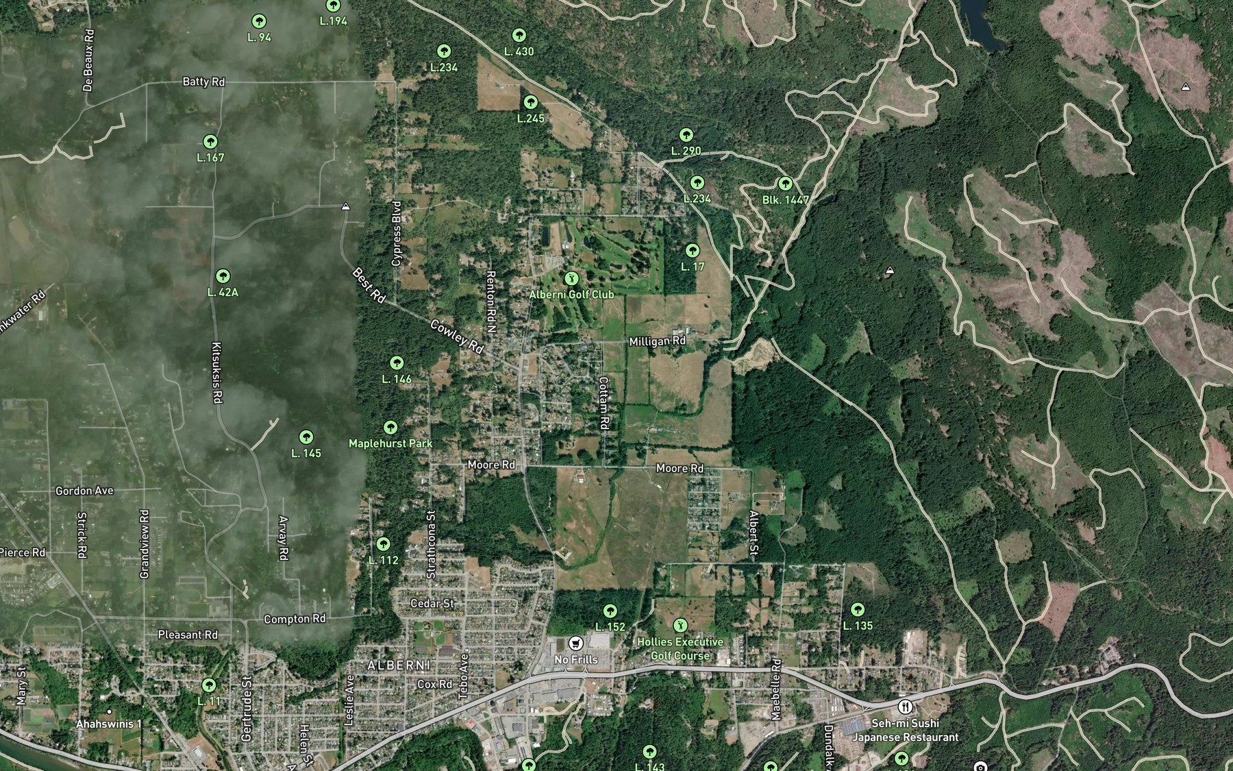 Satellite map of the Cold Creek