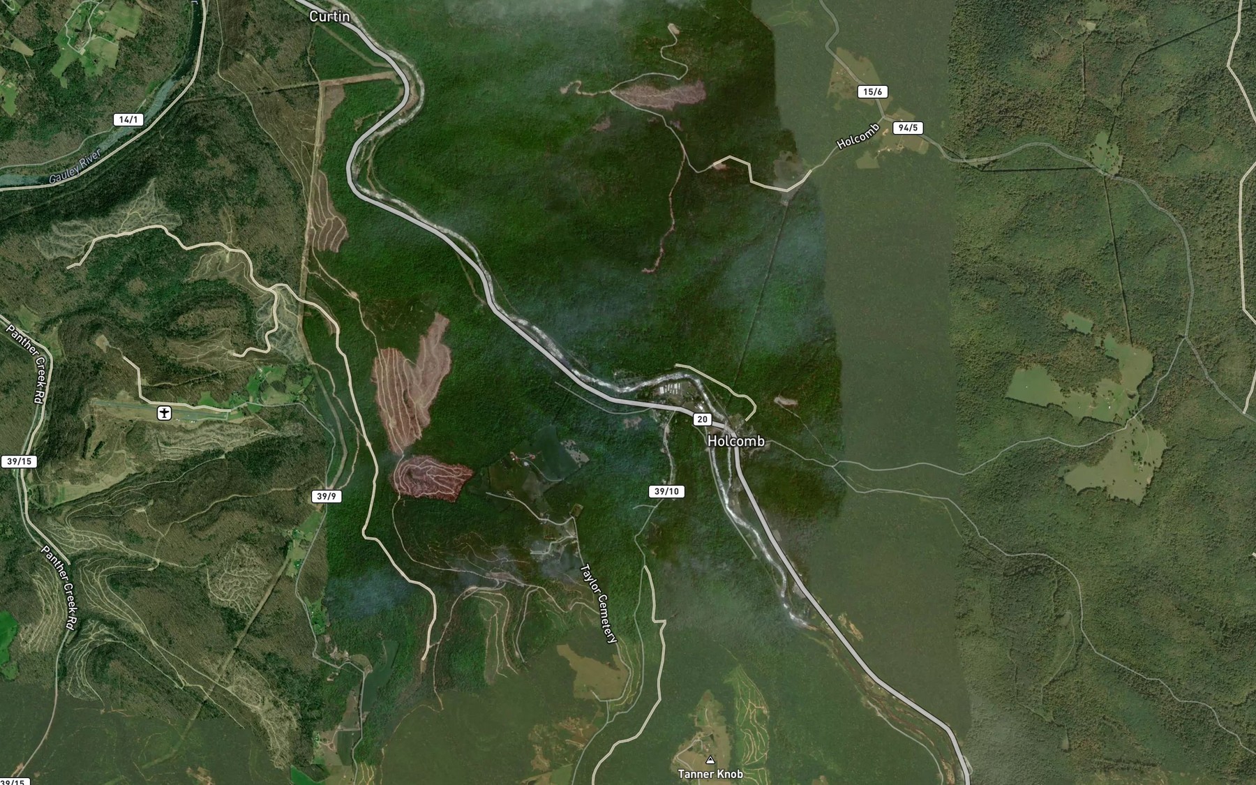 Satellite map of the Mill Branch