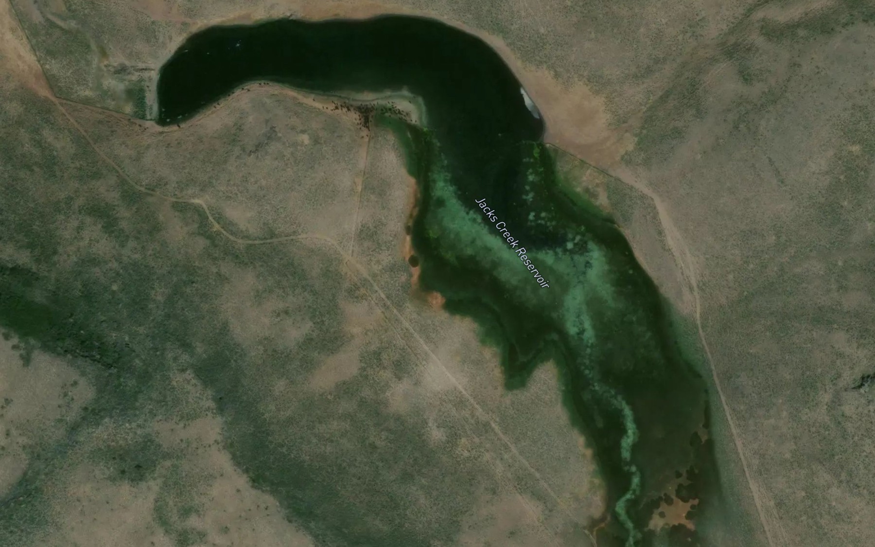 Satellite map of the Jacks Creek Reservoir