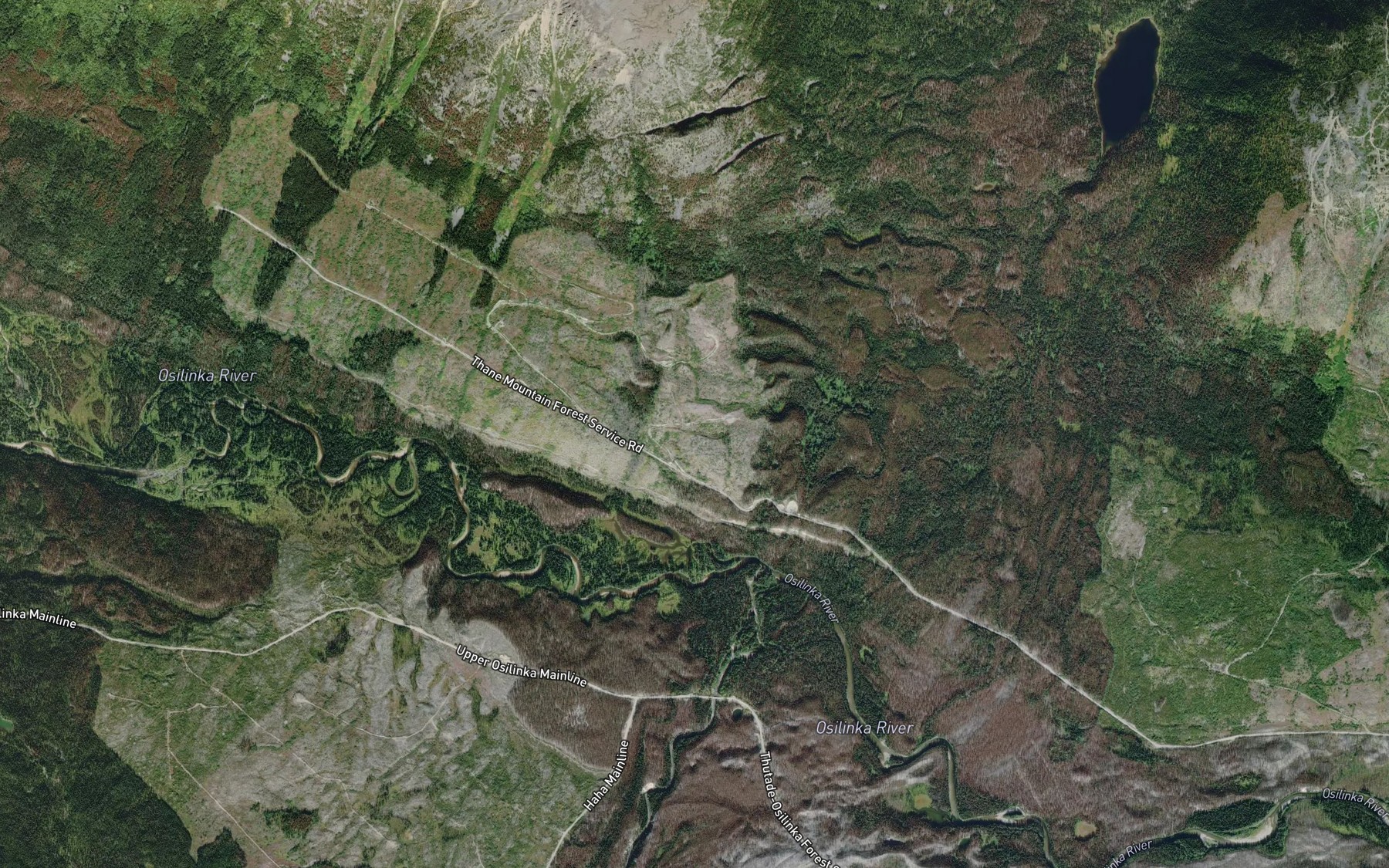 Satellite map of the Haha Creek