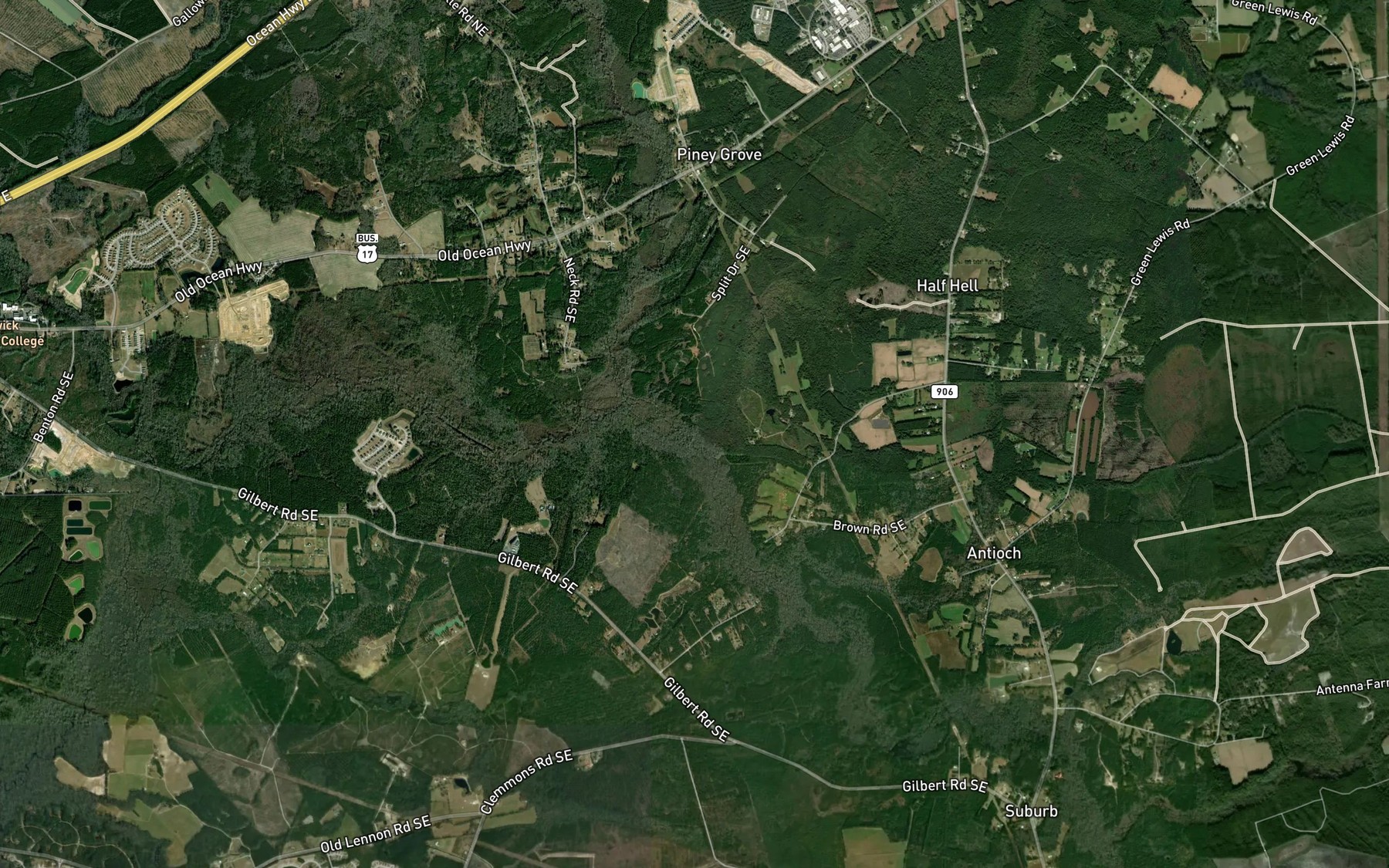 Satellite map of the Middle Swamp