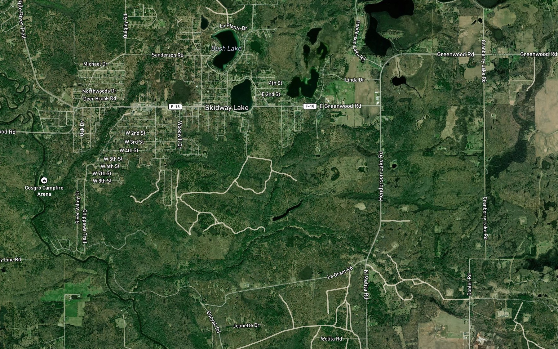 Satellite map of the Mills Creek
