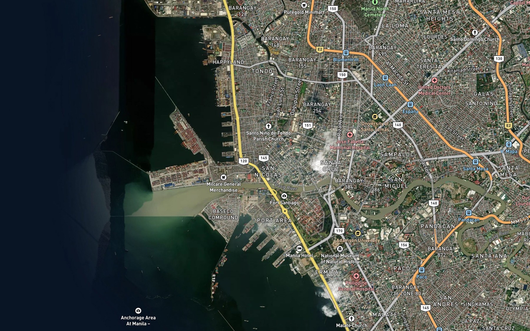 Satellite map of the Estero de la Reina
