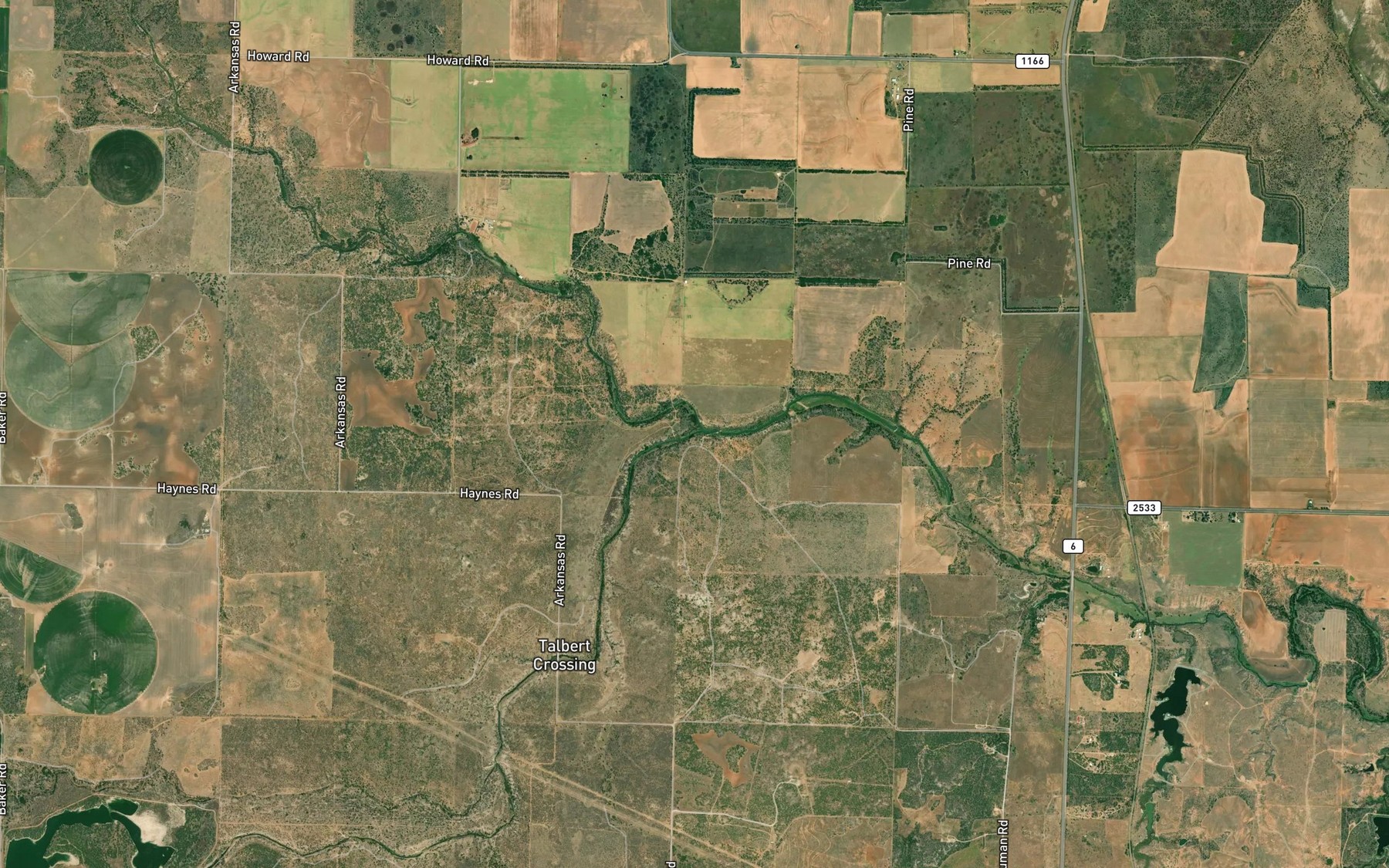 Satellite map of the South Groesbeck Creek